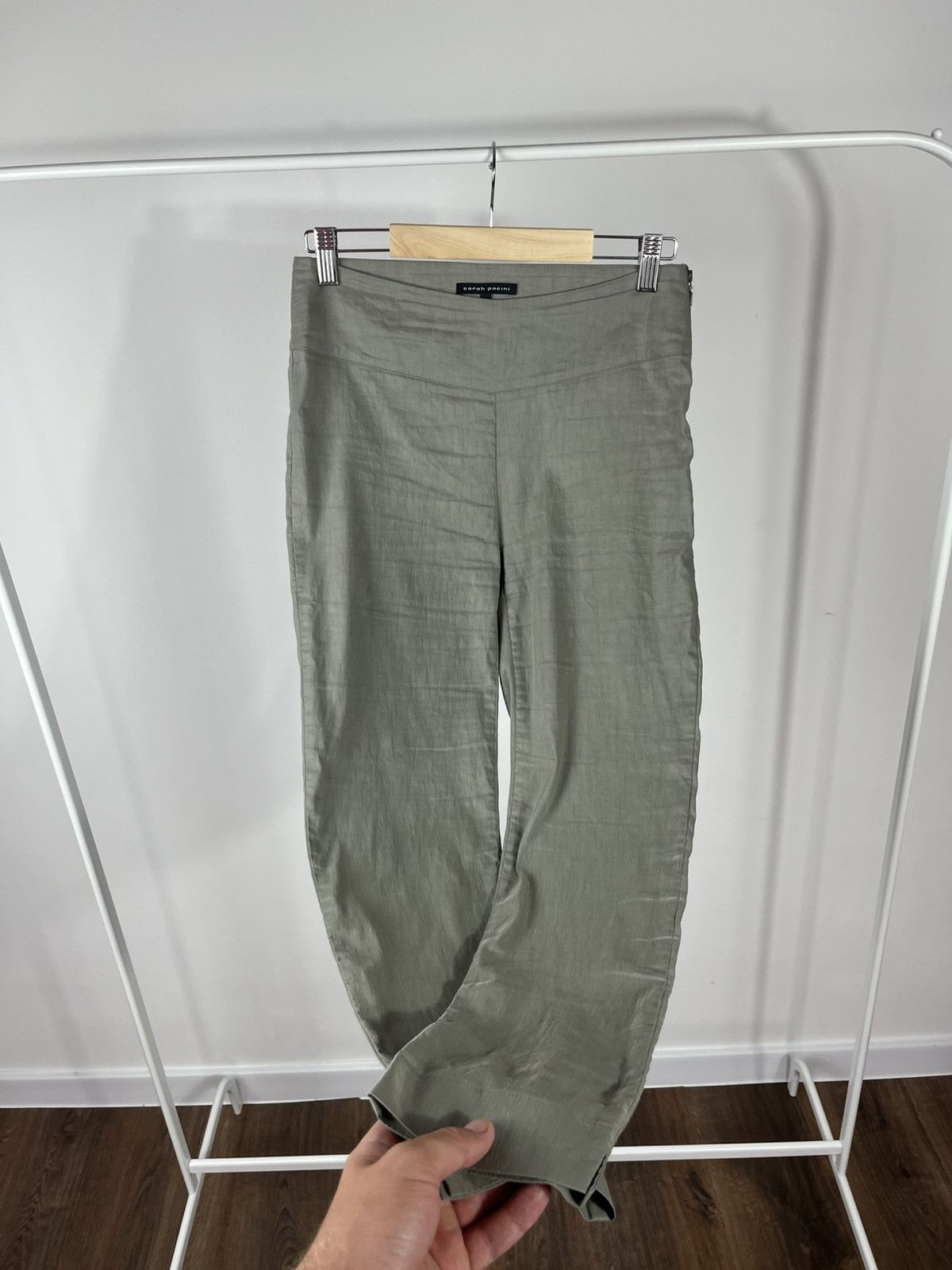 Sarah Pacini Sarah Pacini Linen Stretch Slim Pants Made in Italy Size 0 Size 25" / US 0 / IT 36 - 4 Thumbnail
