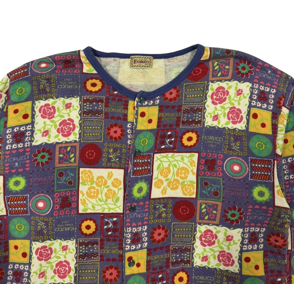 Fiorucci Vtg🔥Fiorucci Flower Patchwork Pearl Snap Button Cardigan#21 Size XXS / US 00 / IT 34 - 3 Thumbnail