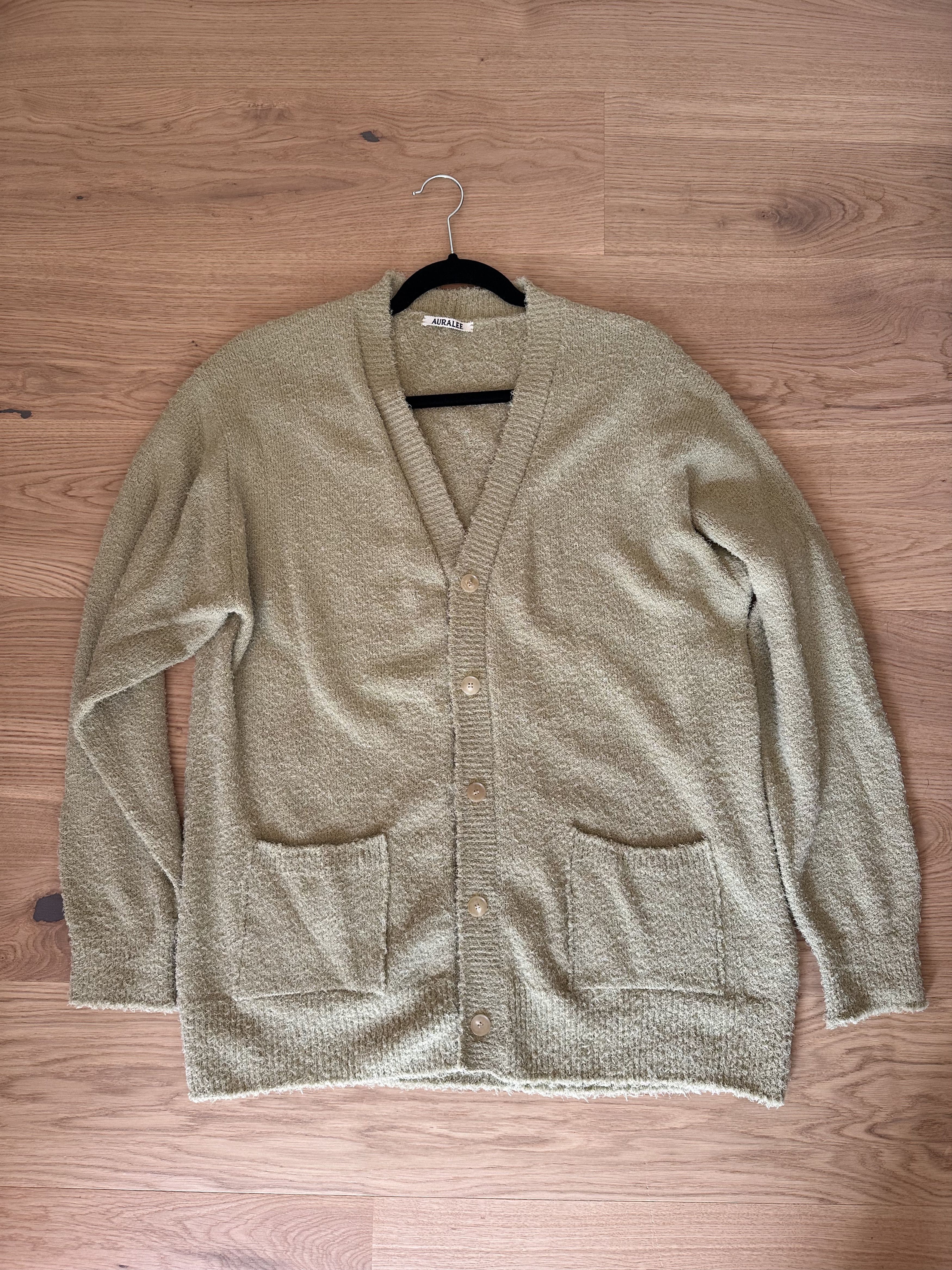 トップス AURALEE SHAGGY KNIT CARDIGAN Auralee Cotton Linen Cut Shaggy Knit Cardigan | Garmentory