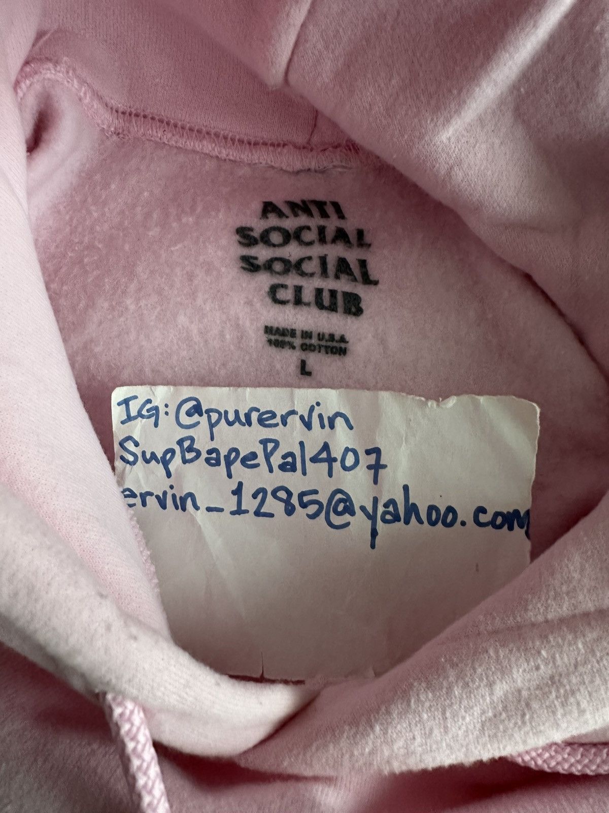 Anti Social Social Club Hoodie Pink size L Size US L / EU 52-54 / 3 - 4 Thumbnail