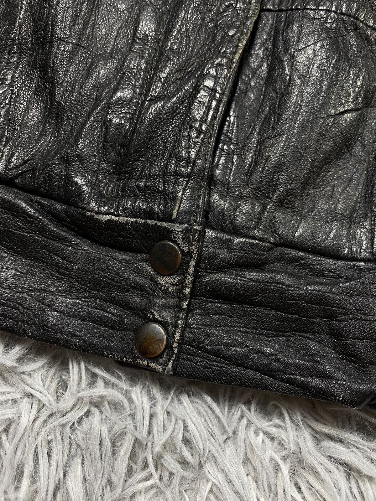 Genuine Leather Disstresed Vintage Black Sleeveless Jacket 36 Japanese Brand Size 36R - 4 Thumbnail