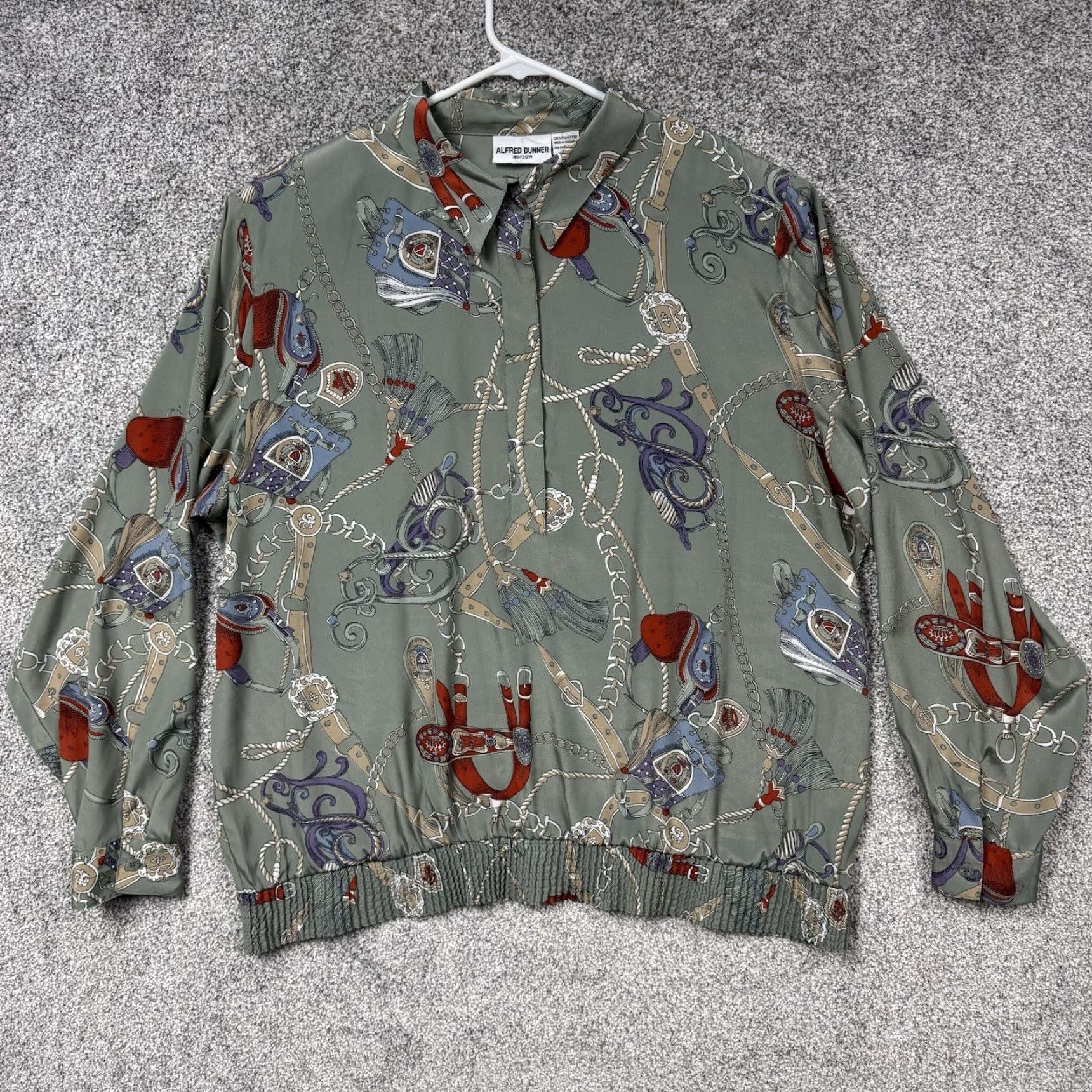 Vintage VINTAGE Alfred Dunner Blouse Top 40/20W Equestrian Art To Wear Grandma Chic Officewear Womens Blouse Size S / US 4 / IT 40 - 2 Thumbnail