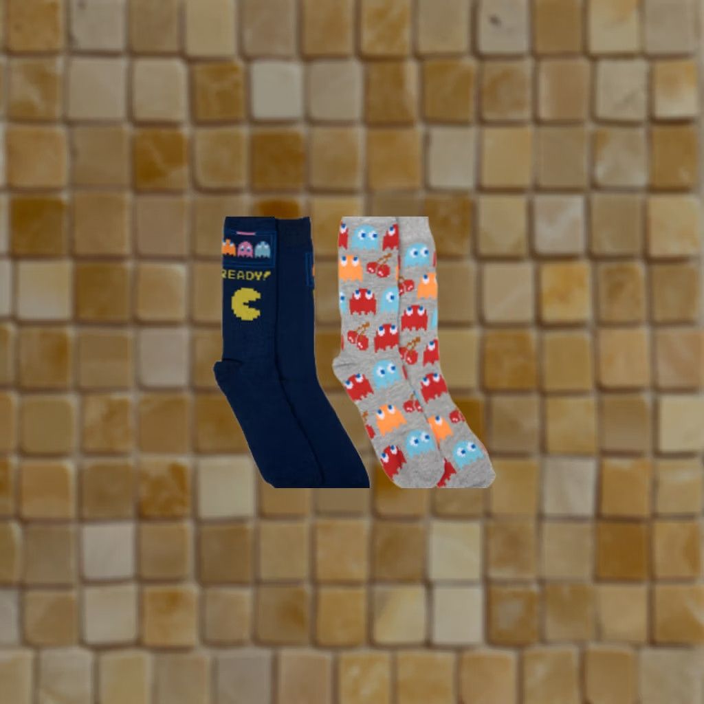 Vintage MENS PAC-MAN 2 PAIRS CREW SOCKS VIDEO GAMES SOCK 6-12 Size ONE SIZE - 1 Preview