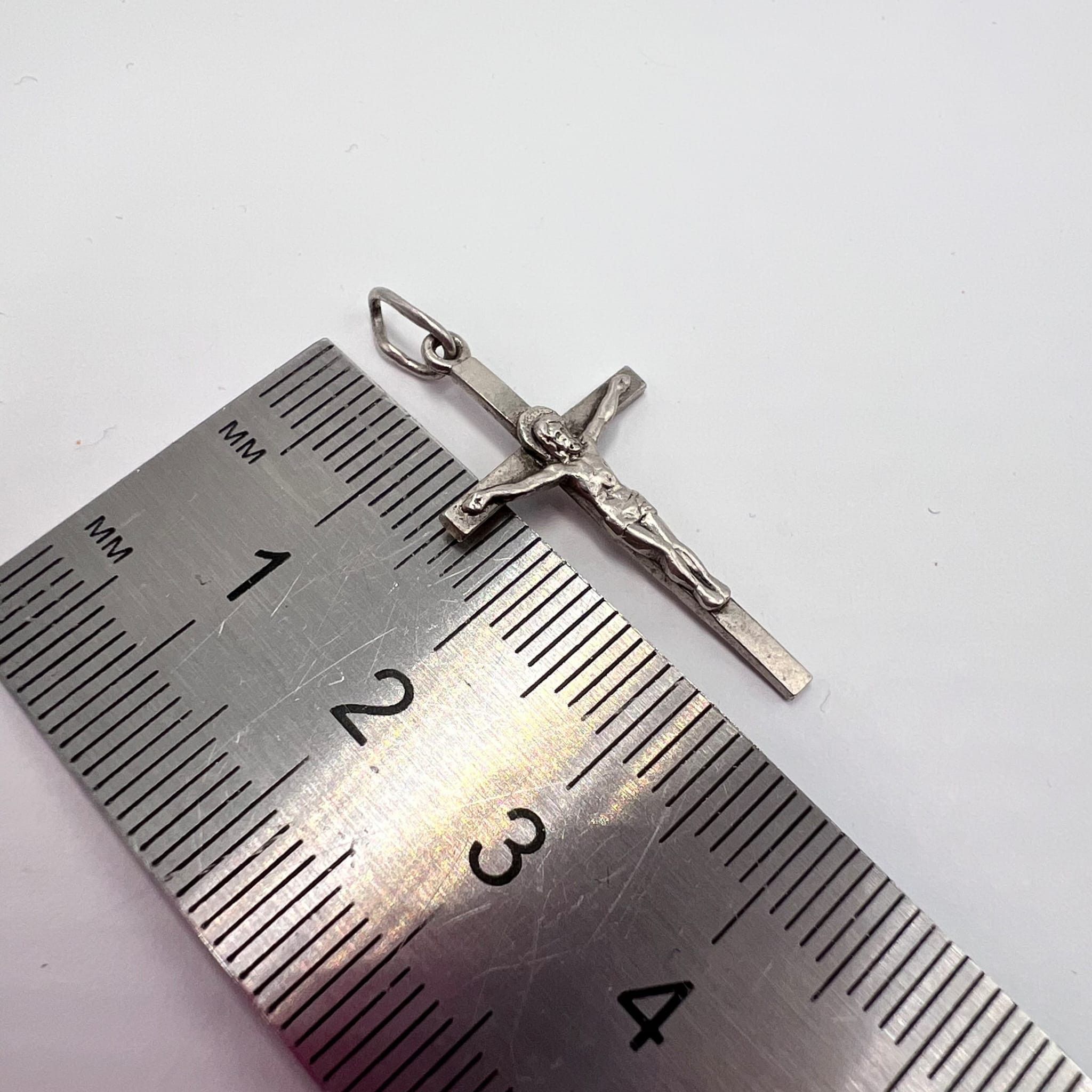 Vintage Solid 925 Sterling Silver Jesus Cross Pendant 1.35g Size ONE SIZE - 4 Thumbnail
