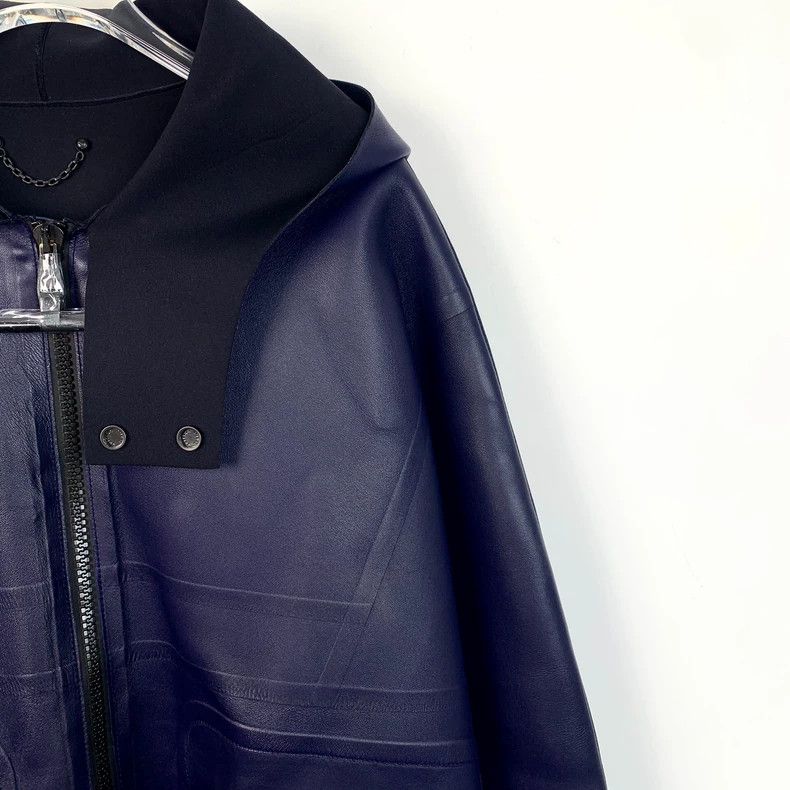 Louis Vuitton Louis Vuitton Dark blue hooded zip-up leather jacket Size US S / EU 44-46 / 1 - 3 Thumbnail