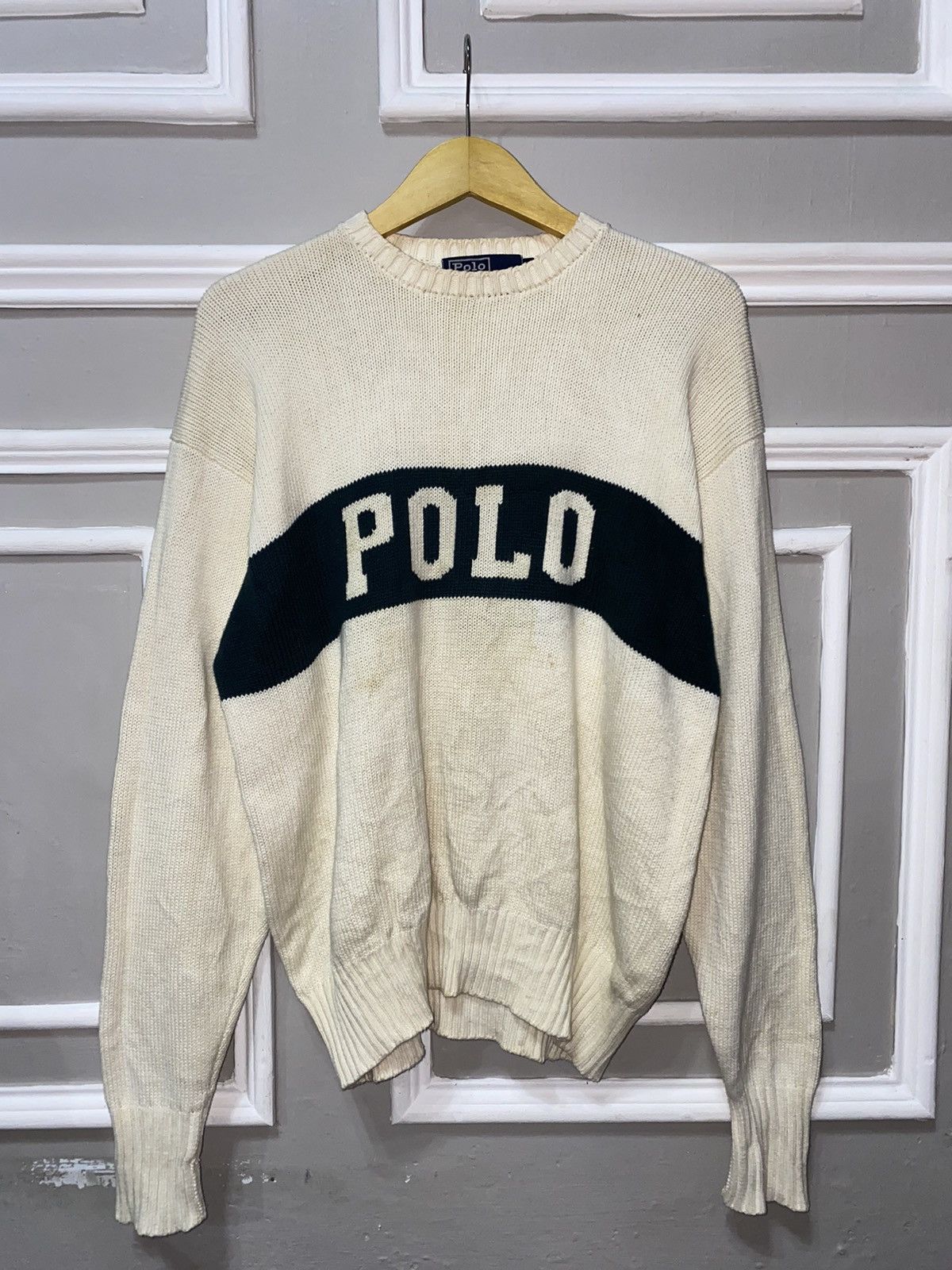 image of Vintage Polo Ralph Laurent Tennis Knitwear in White, Men's (Size Large)