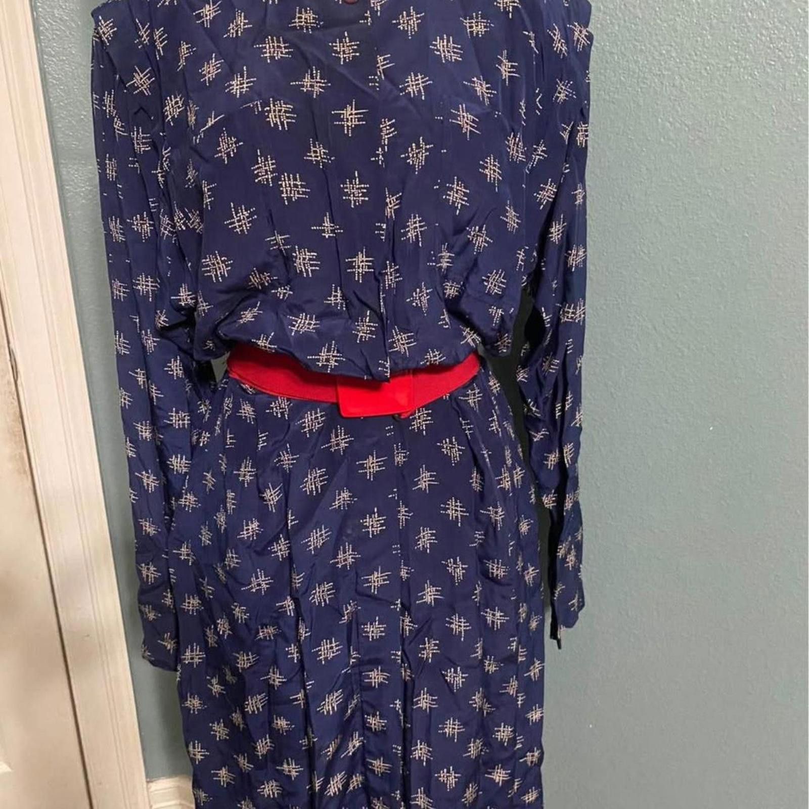 Other Blue and white vintage 80s dress with red glam Size M / US 6-8 / IT 42-44 - 1 Thumbnail