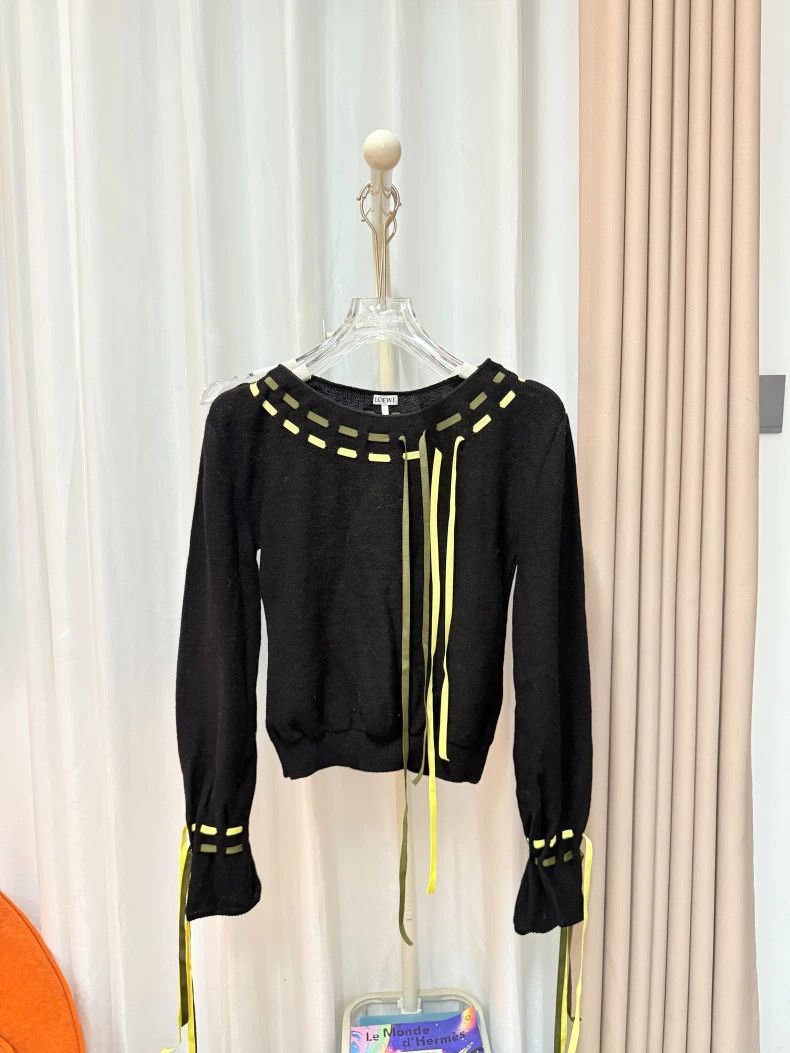 Loewe LOEWE Black Wool Knit Fringe Sweater, Size XS Size XS / US 0-2 / IT 36-38 - 1 Thumbnail