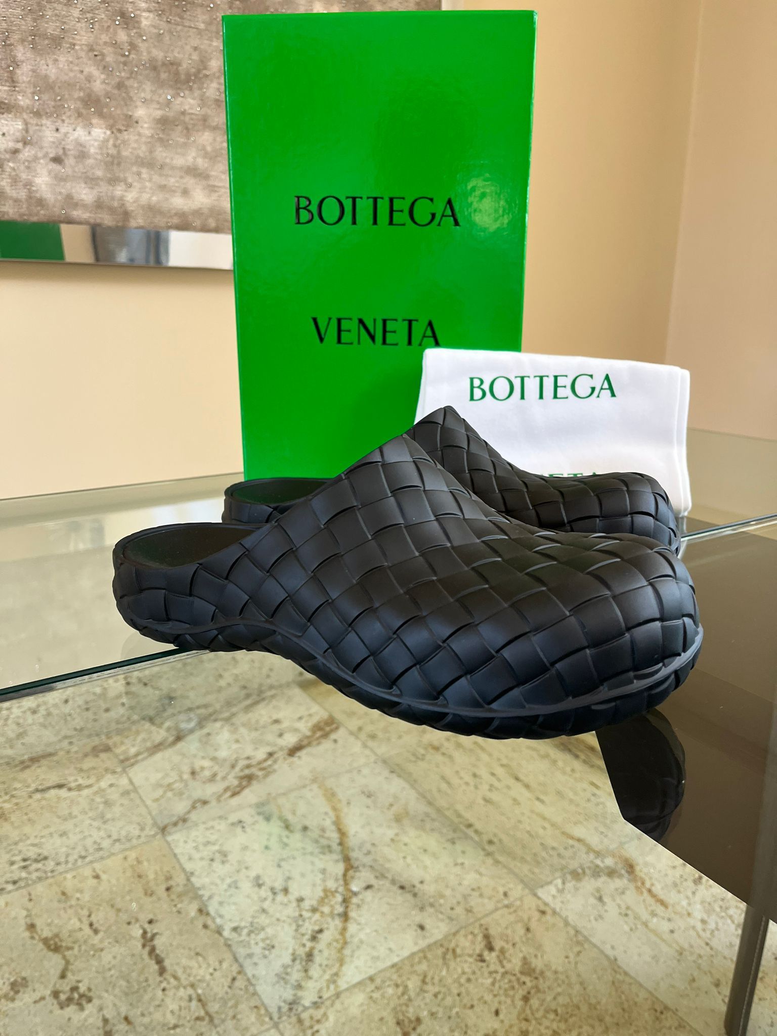 image of Bottega Veneta Slipper Gel Rubber In Black, Men's (Size 10)
