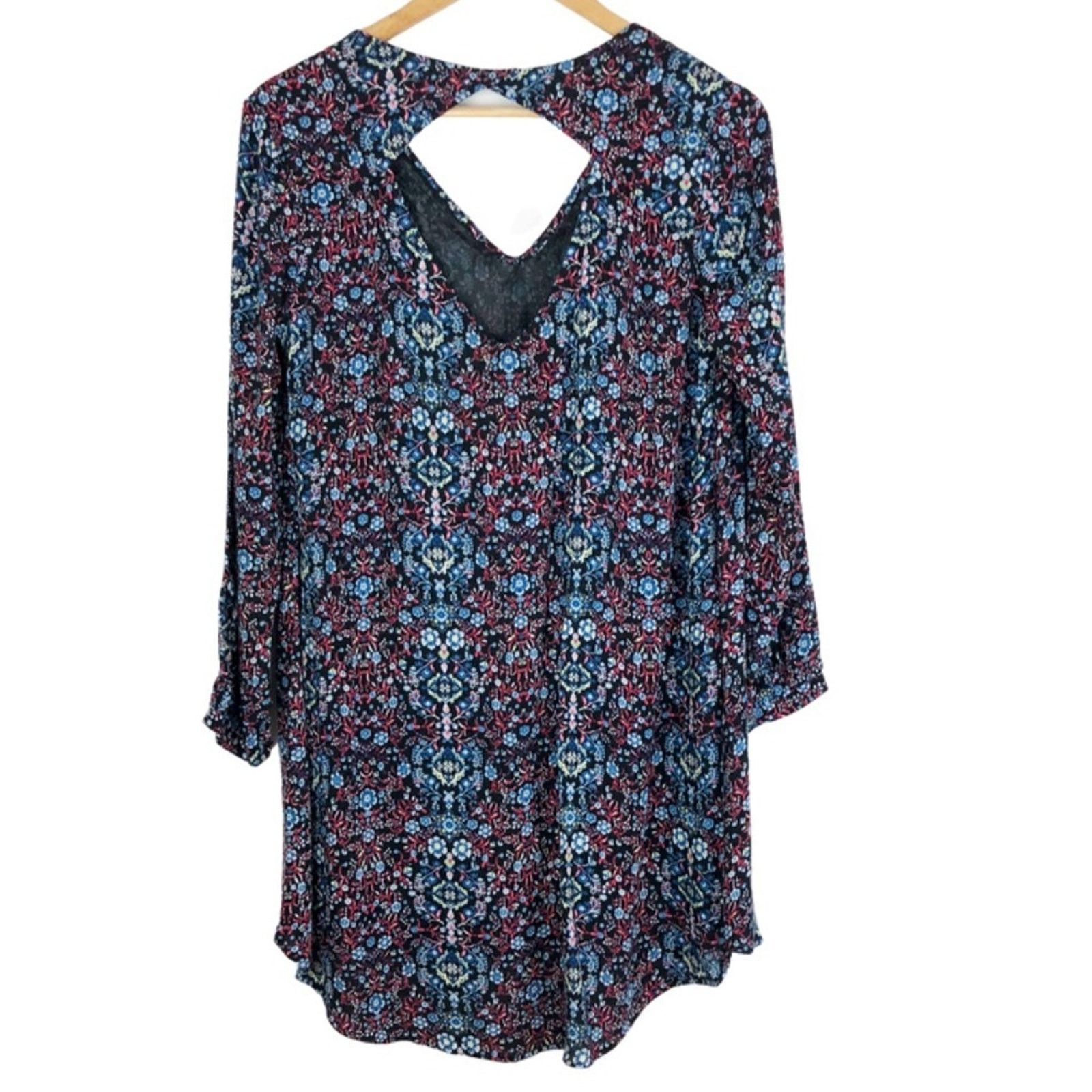 Nordstrom Lush Women’s Floral Back Cut Out Mini Boho Patterned Dress Size S / US 4 / IT 40 - 10 Thumbnail