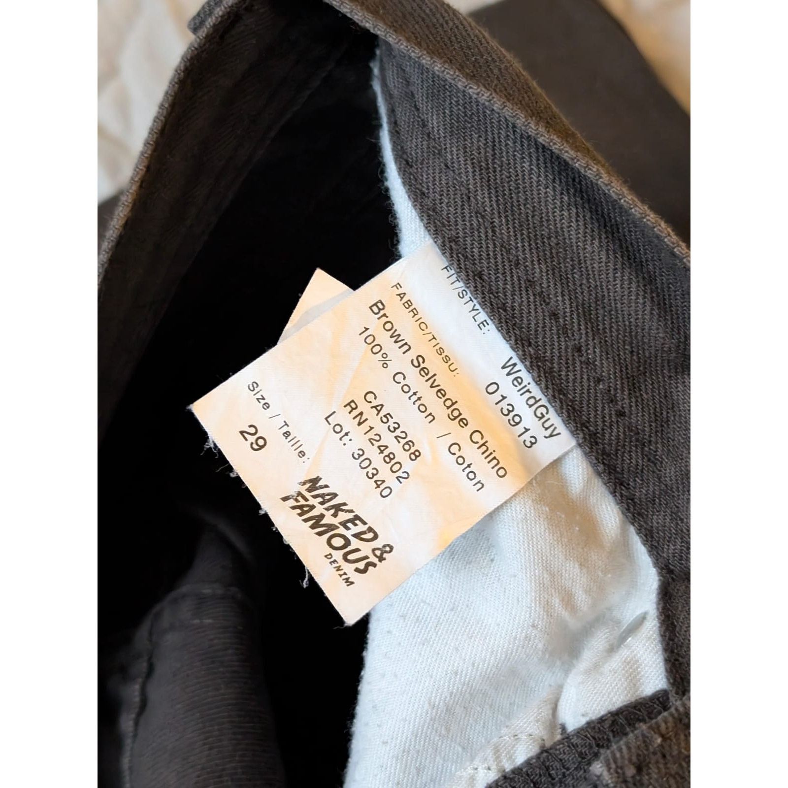 Naked & Famous Weird Guy - Brown Selvedge Chino (29) Size US 29 - 7 Thumbnail