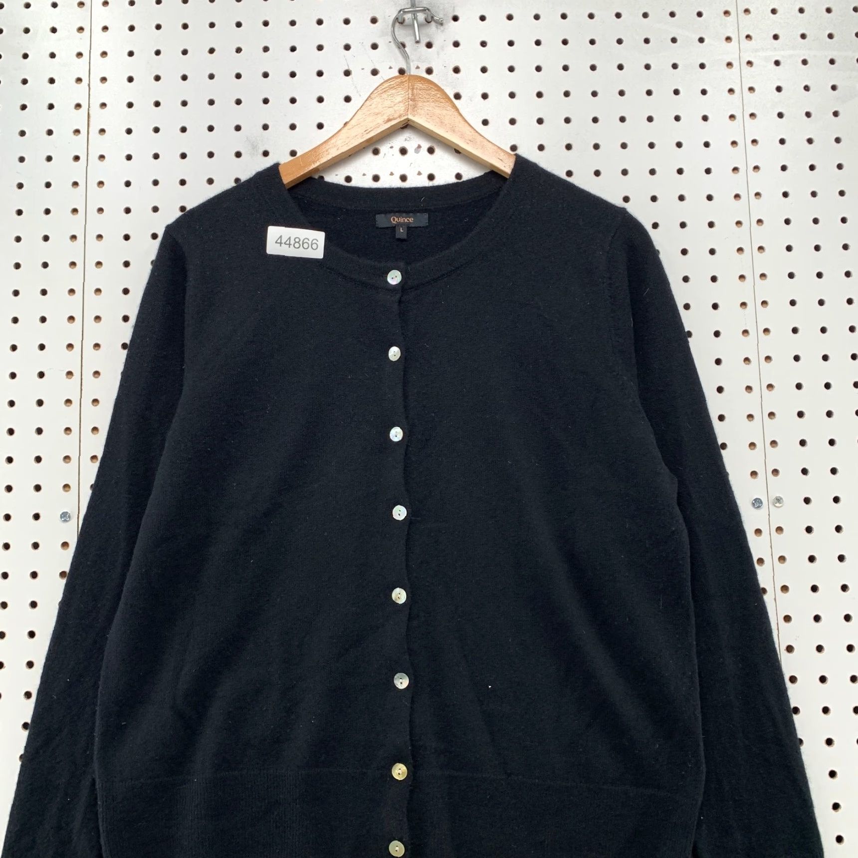 Quince Quince Cardigan Womens Large Black Button Up Soft Cozy - Cashmere Sweater, Knit, Round Neck, Long Sleeve Size L / US 10 / IT 46 - 2 Thumbnail