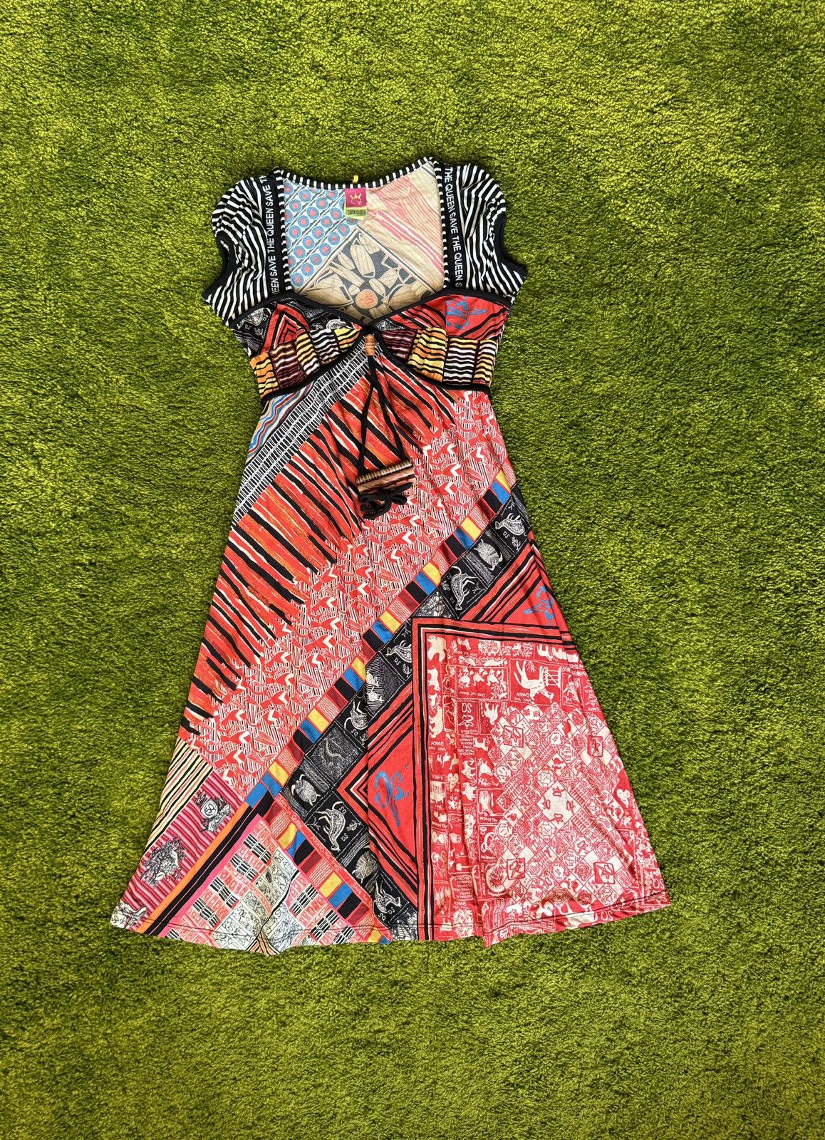 Designer Save the Queen Y2K vintage mesh printed maxi dress Size XL / US 12-14 / IT 48-50 - 1 Thumbnail