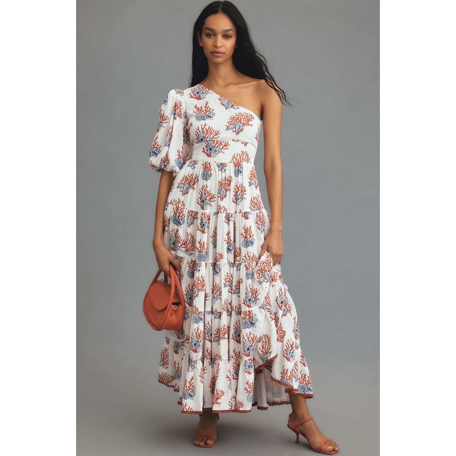 Anthropologie New Priya Israni Puff One-Shoulder Belted Maxi Dress XXSP Size XXS / US 00 / IT 34 - 1 Thumbnail