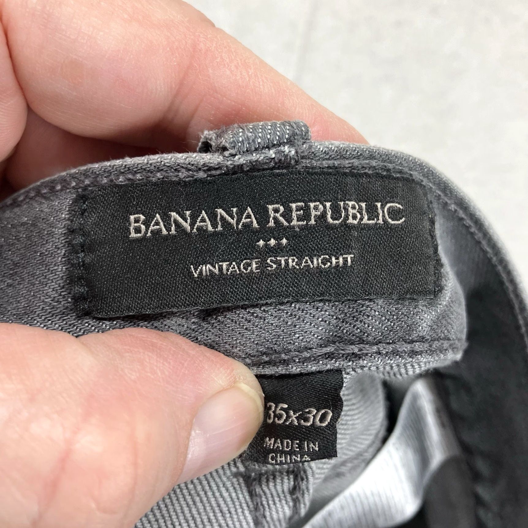 Banana Republic Banana Republic Jeans Mens 35x30 Gray Vintage Straight Whiskered 5-Pocket Logo Regular Denim Cotton Zip Closure Size US 35 - 3 Thumbnail