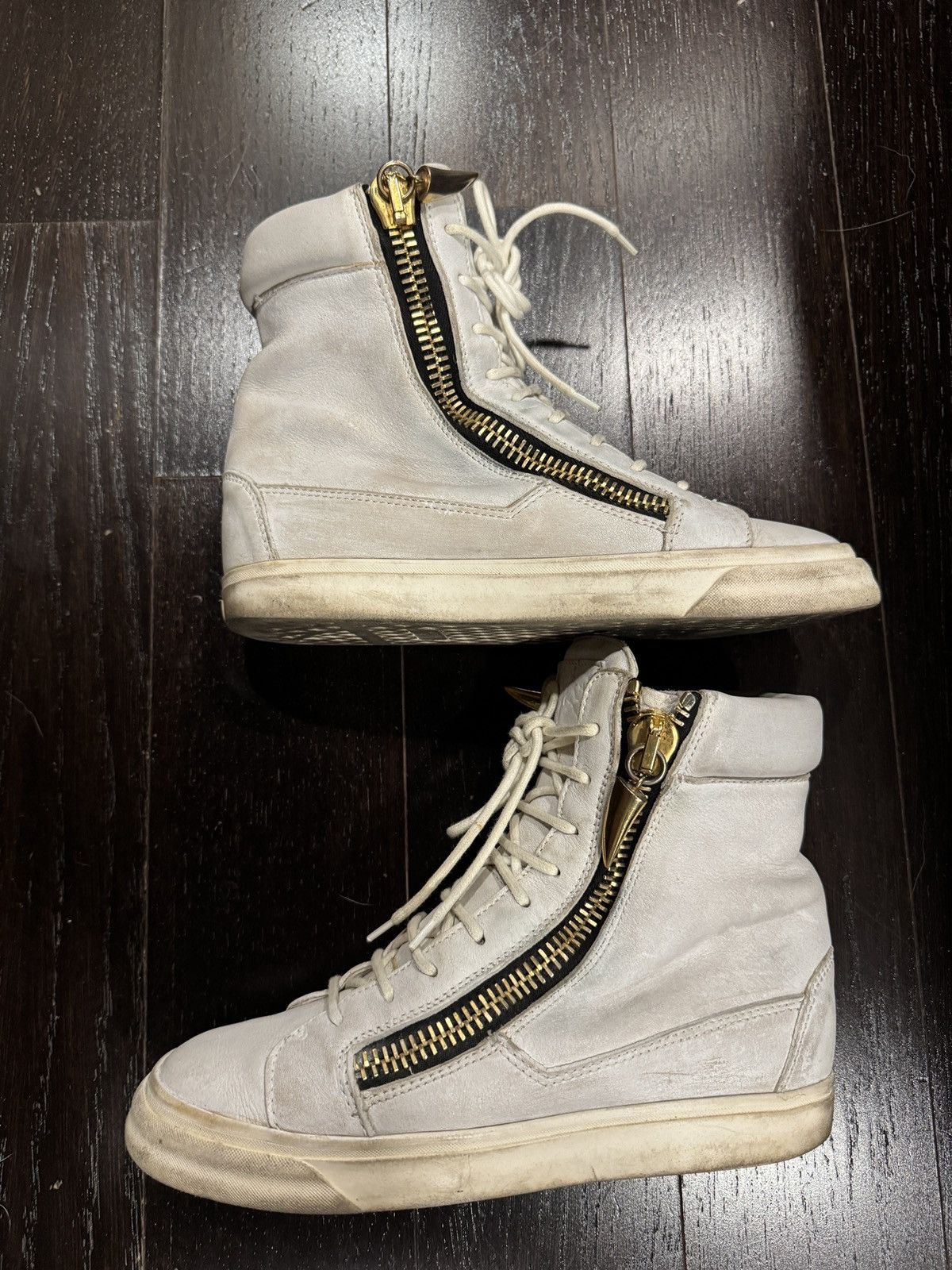 Giuseppe Zanotti Classic GZ White Zipper Tooth Sneakers Size US 7 / EU 40 - 1 Thumbnail