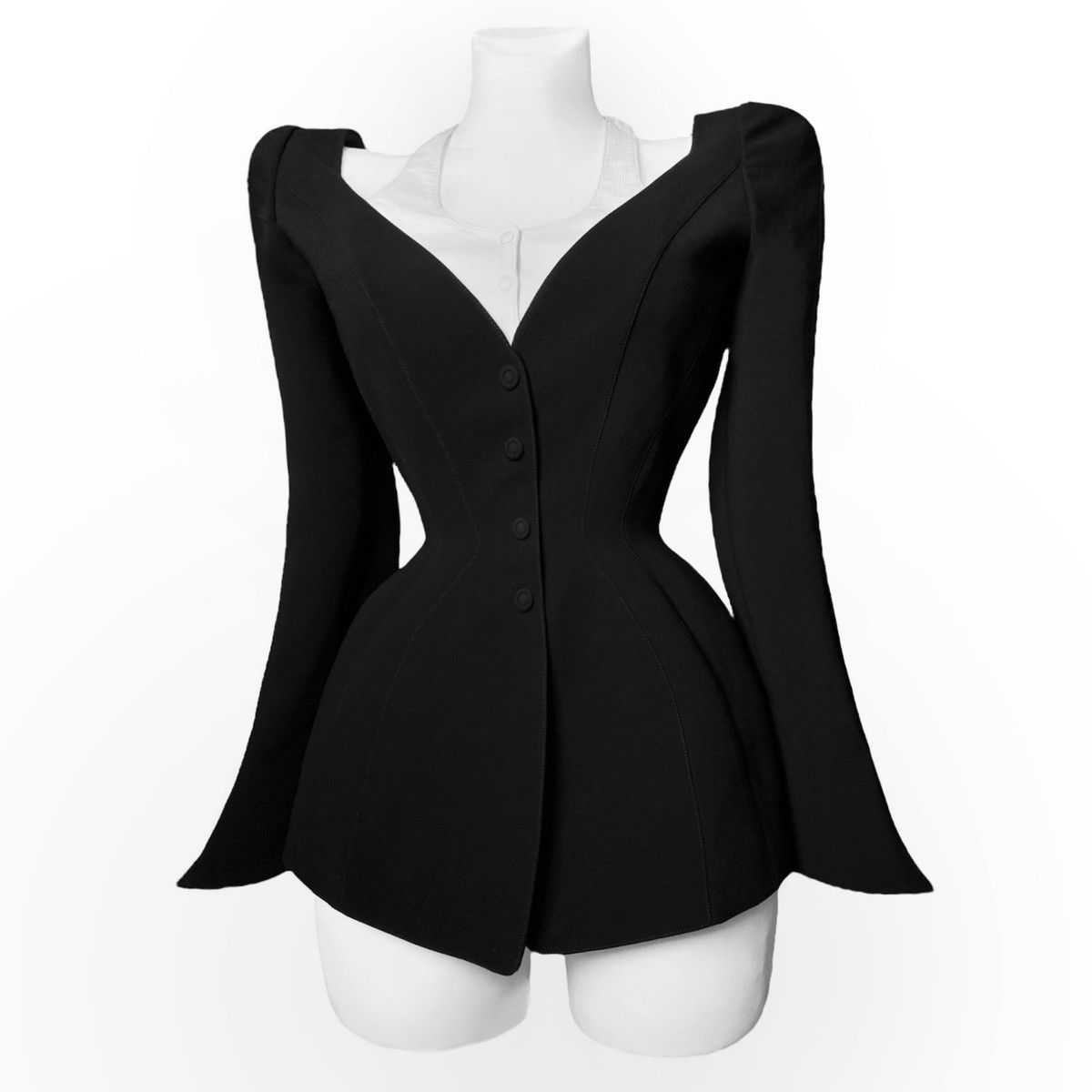 image of Runway Ss 1999 Thierry Mugler Black Blazer, Women's (Size Small)