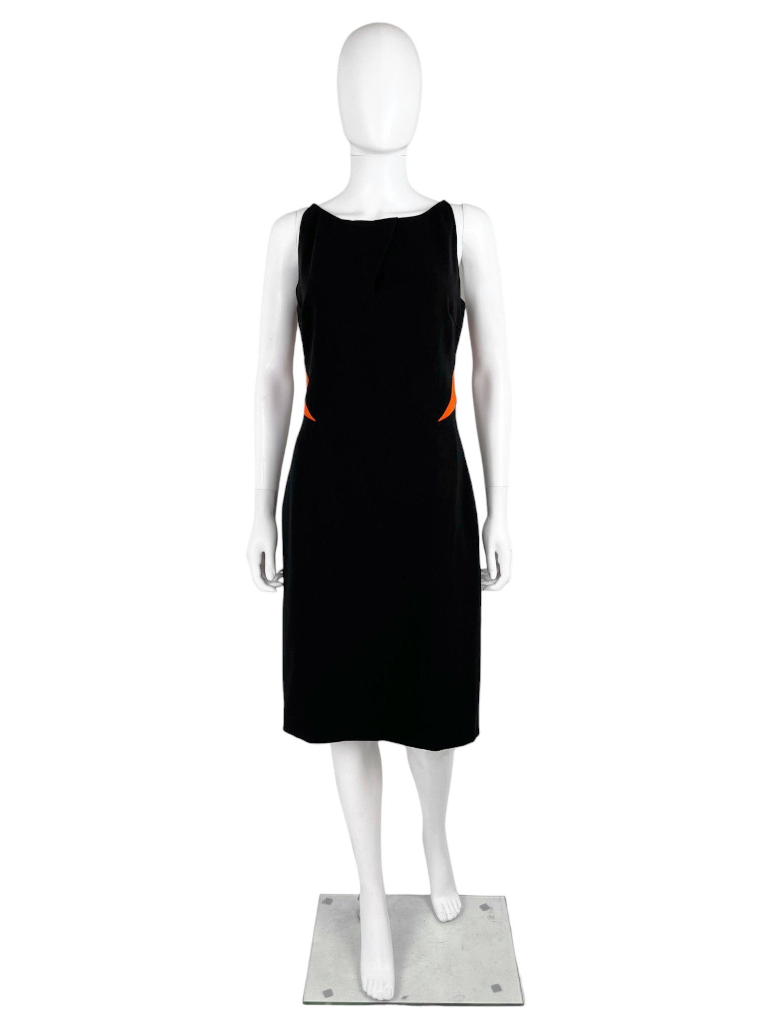 Jil Sander by Raf Simons Black Wool Sheath Dress Orange Cut-Out Panels Size XS / US 0-2 / IT 36-38 - 1 Thumbnail