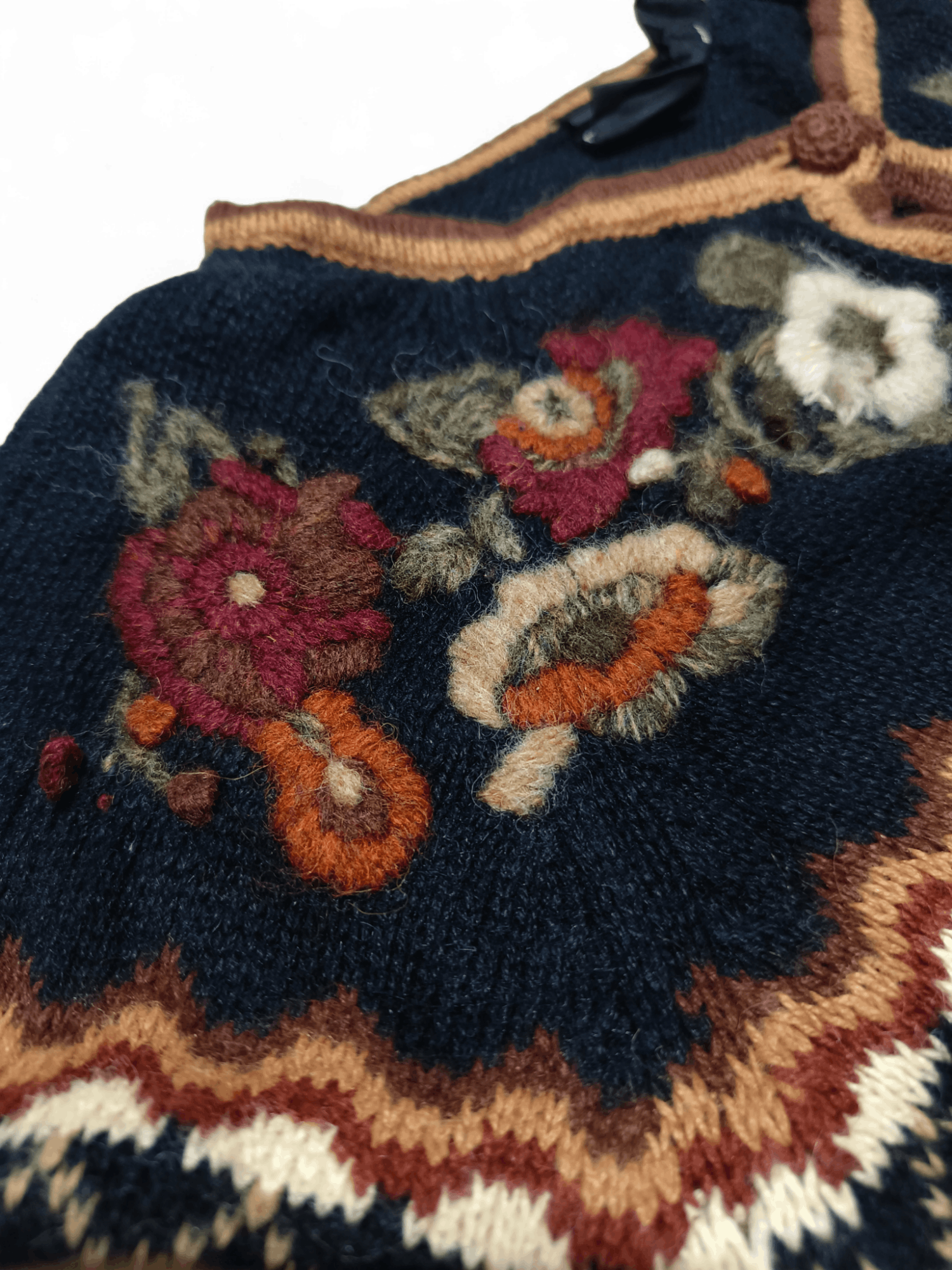 Other Vintage ERIKA Floral Embroidered Motifs Pattern Knit Sweater Size L / US 10 / IT 46 - 5 Thumbnail