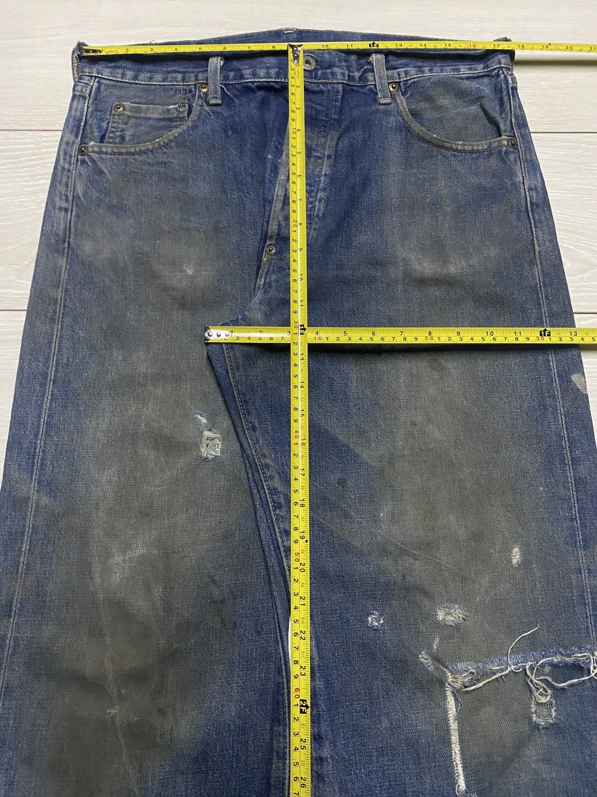 Levi's Vintage Levis 702xx Big E Japan Buckle Back Destroy Baggy Size US 35 - 20 Thumbnail