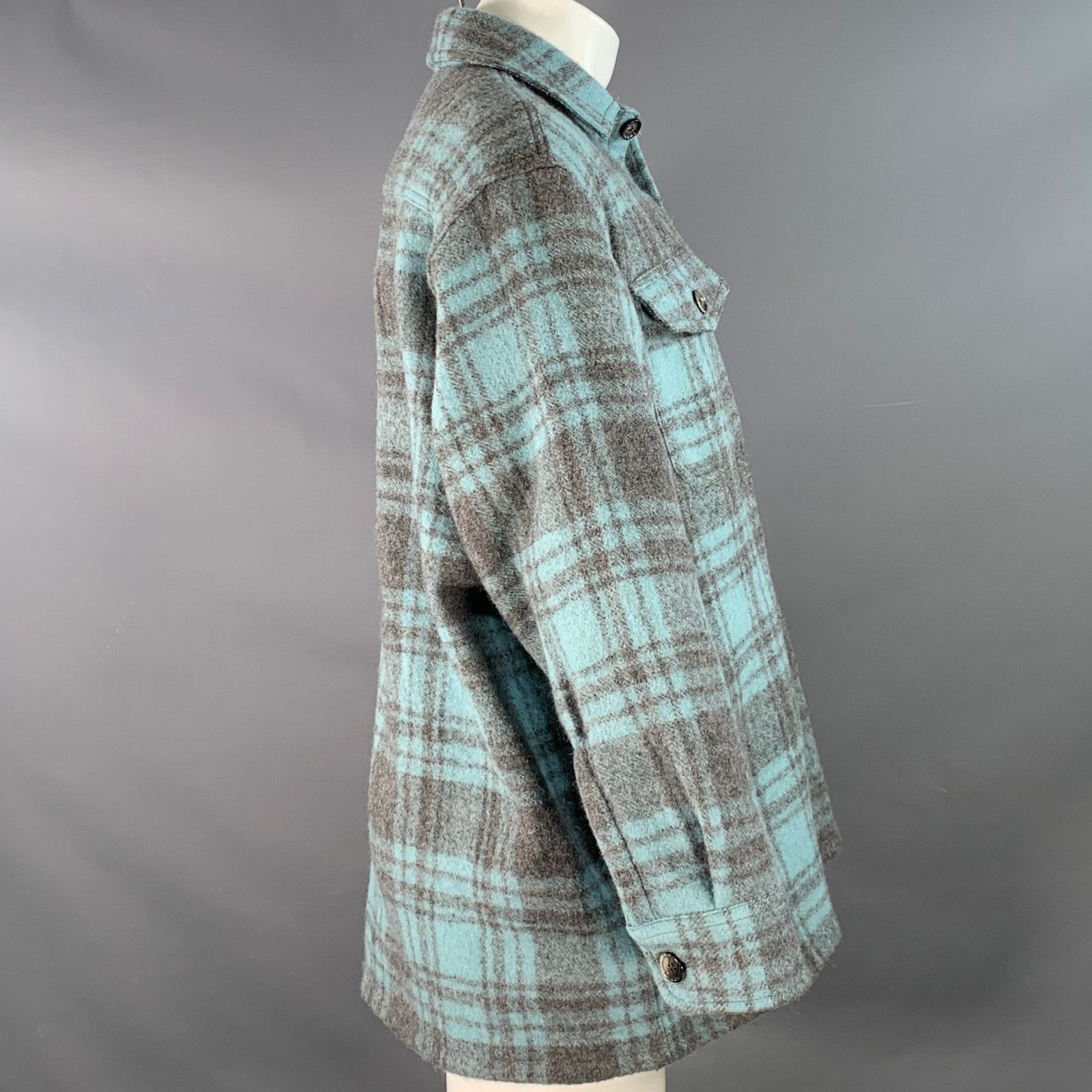 AMI Size XS Blue Grey Plaid Oversized Shirt Jacket Size US XS / EU 42 / 0 - 2 Thumbnail