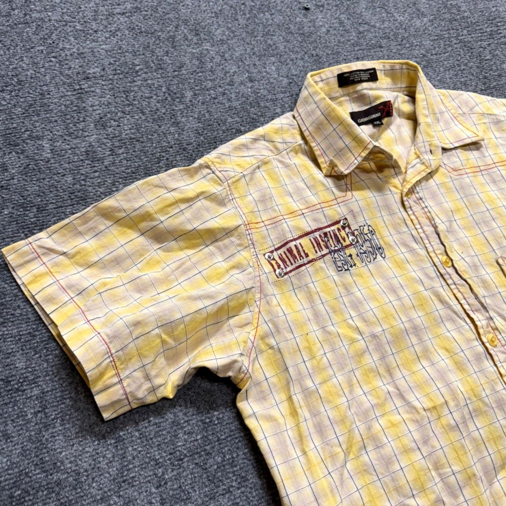 Vintage VINTAGE Giorginni Jeans Flannel Button Up Shirt XL Men's Yellow Striped Y2K Western Regular Size US XL / EU 56 / 4 - 2 Thumbnail