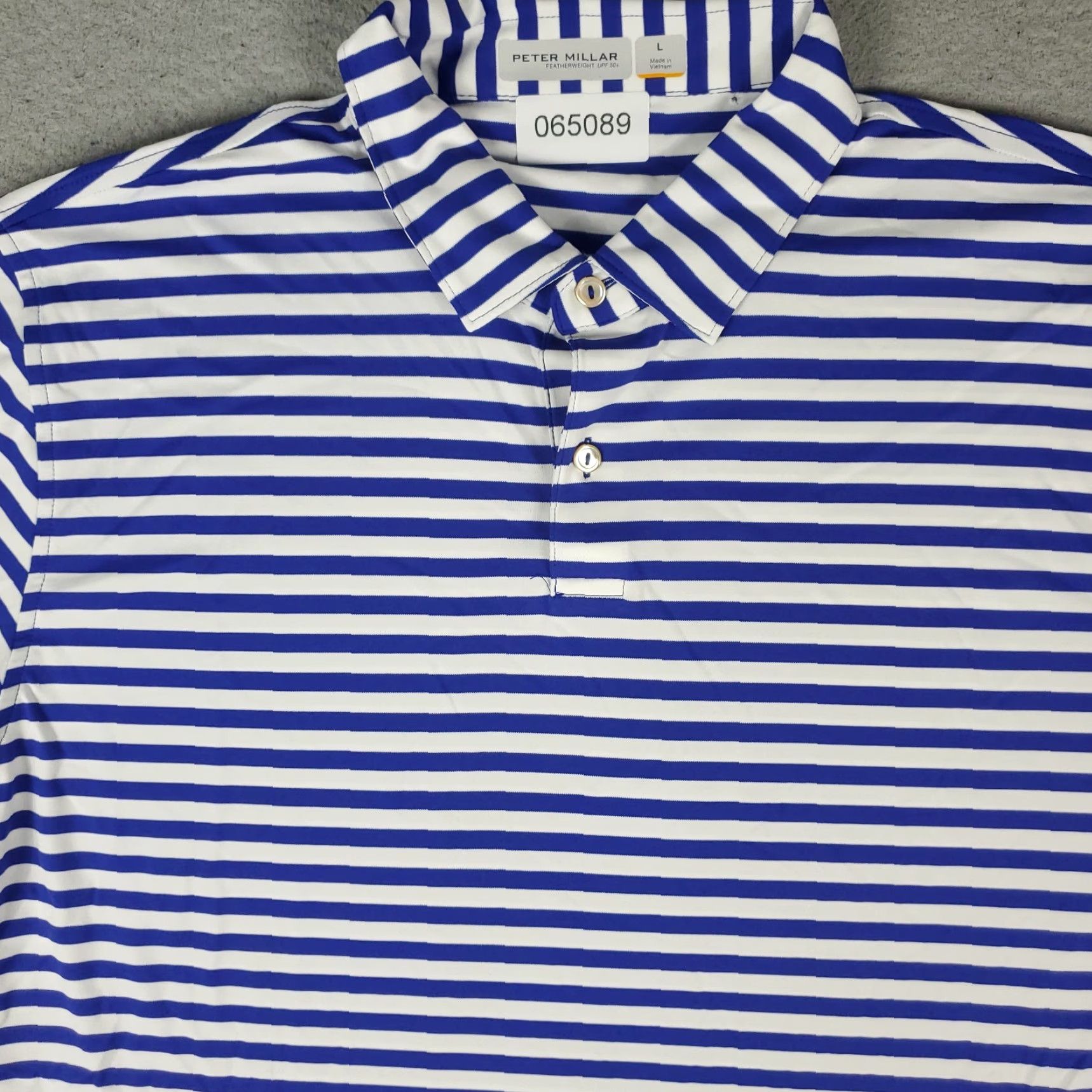 Peter Millar Peter Millar Polo Shirt Mens L Blue Striped Featherweight Golf Short Sleeve Size US L / EU 52-54 / 3 - 2 Thumbnail