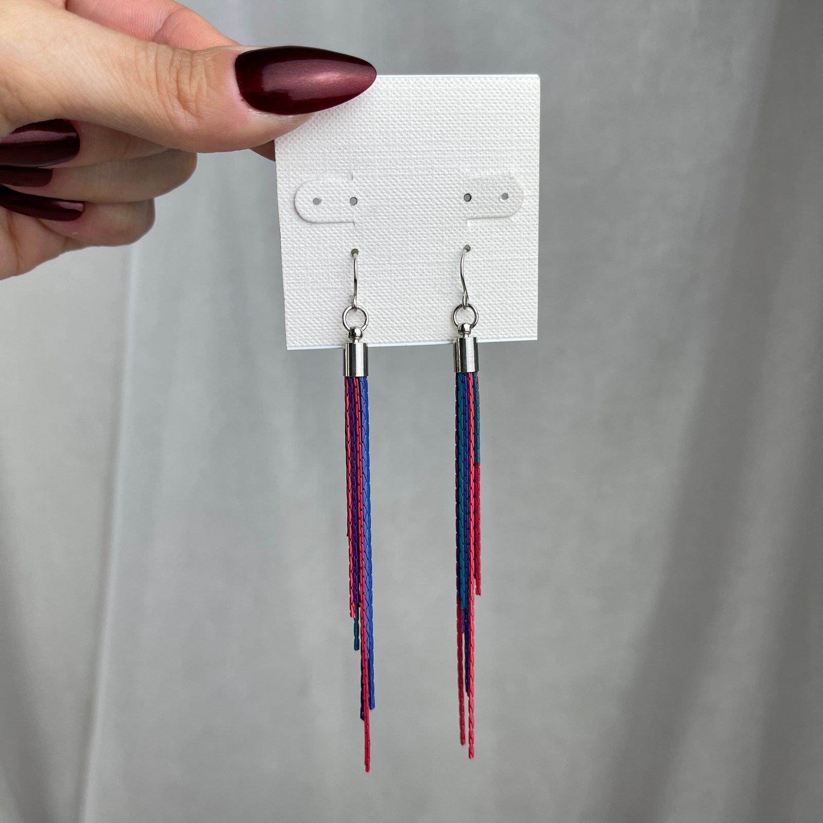 Other Colorful Chain Link Fringe Earrings Purple Teal Pink Blue Size ONE SIZE - 20 Thumbnail
