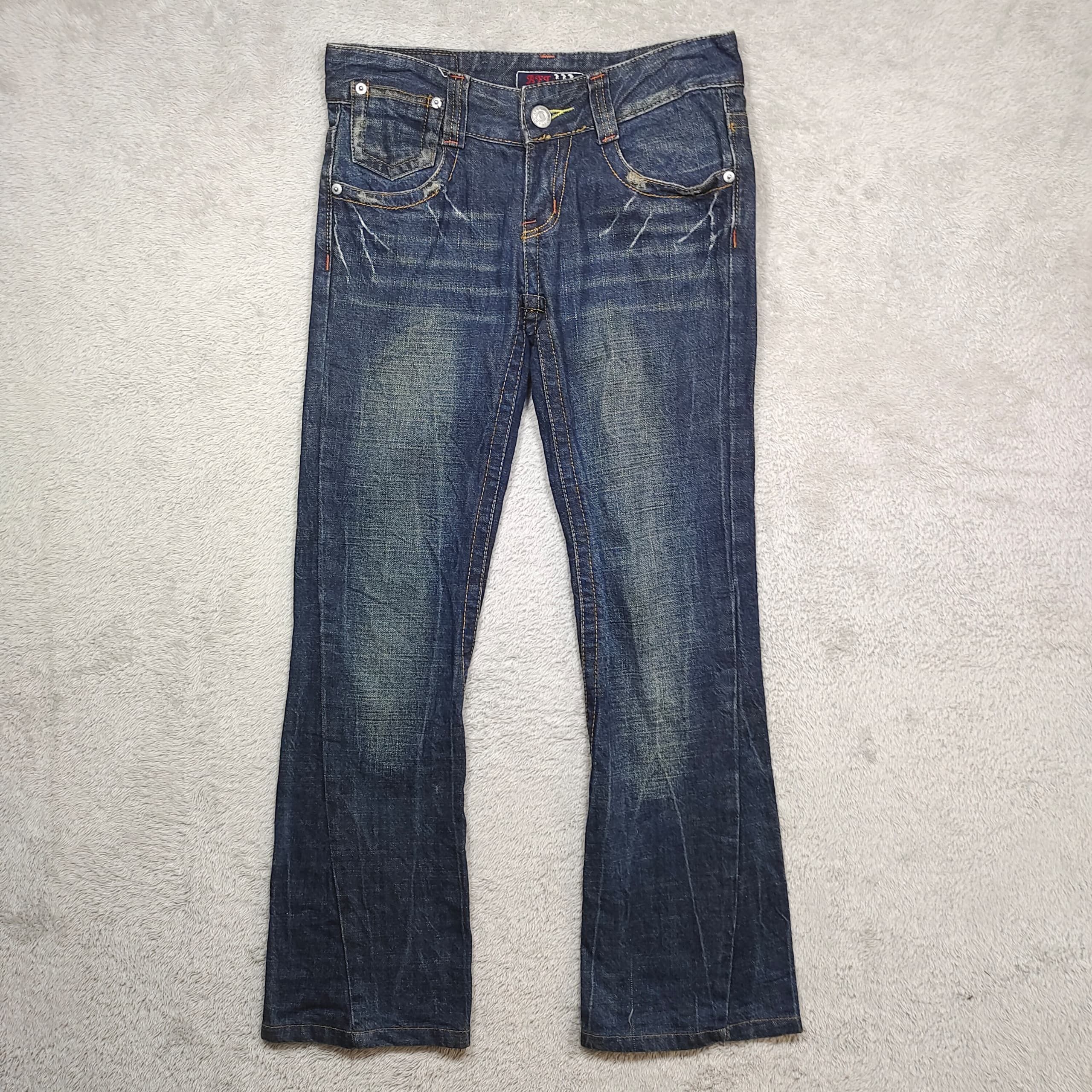 Vintage Africa Taro Low-Rise Flared Distressed IndigoJeans
