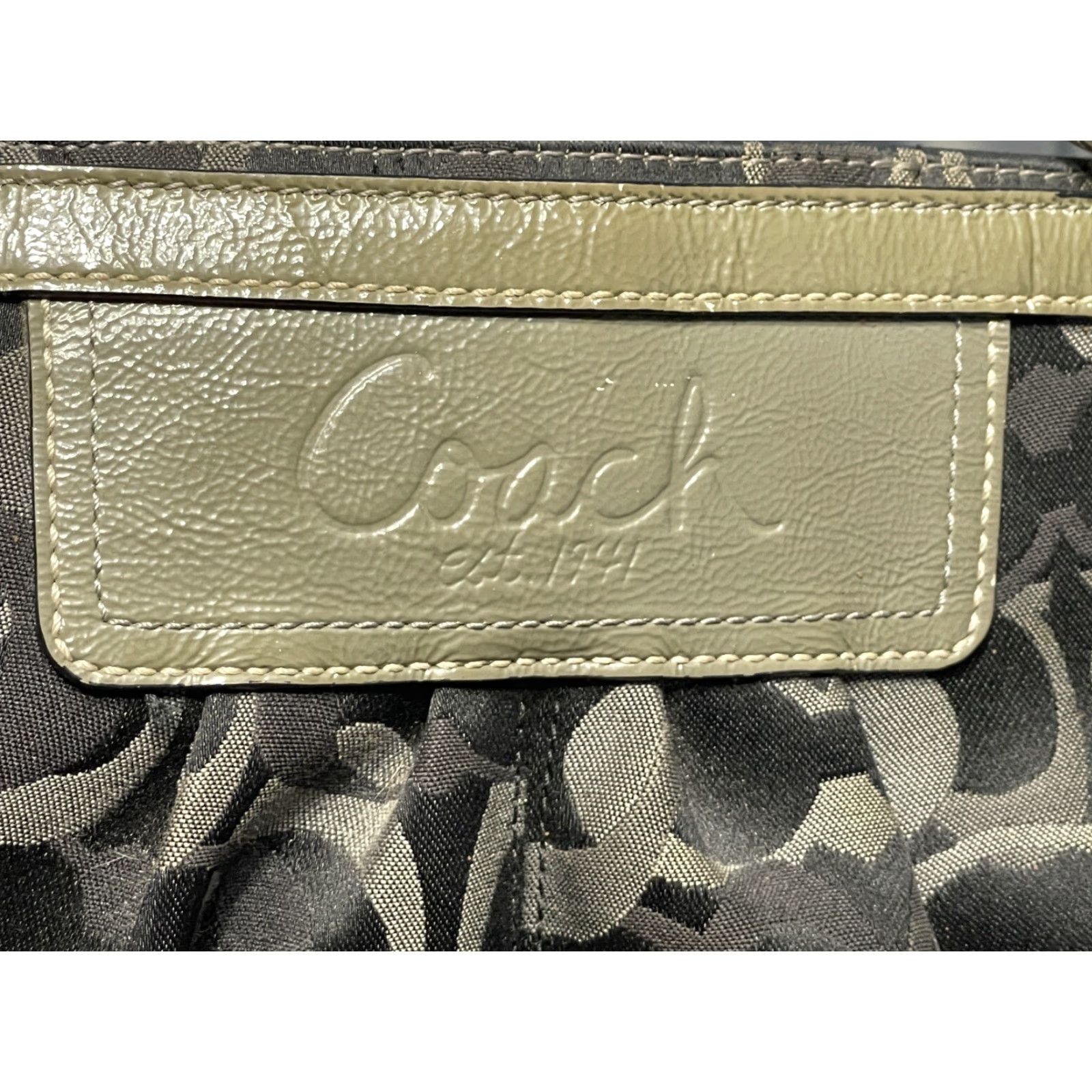 Coach Coach Black/Gray Optic Signature Patent Leather Trim Double Straps Bag Size ONE SIZE - 3 Thumbnail