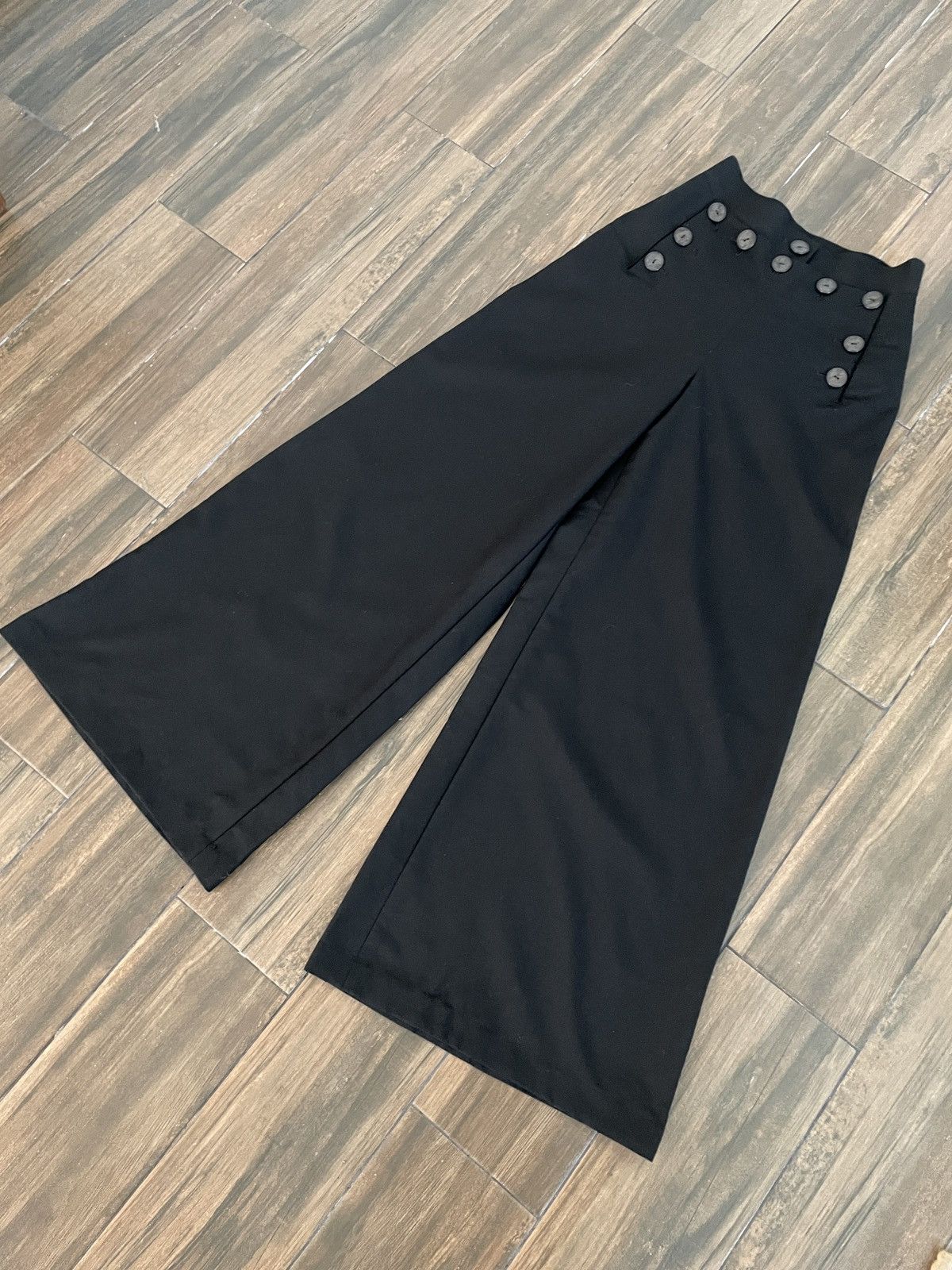 Jean Paul Gaultier Jean Paul Gaultier Black Wool Sailor Pants Wide Leg Hi Rise Size 25" / US 0 / IT 36 - 6 Thumbnail