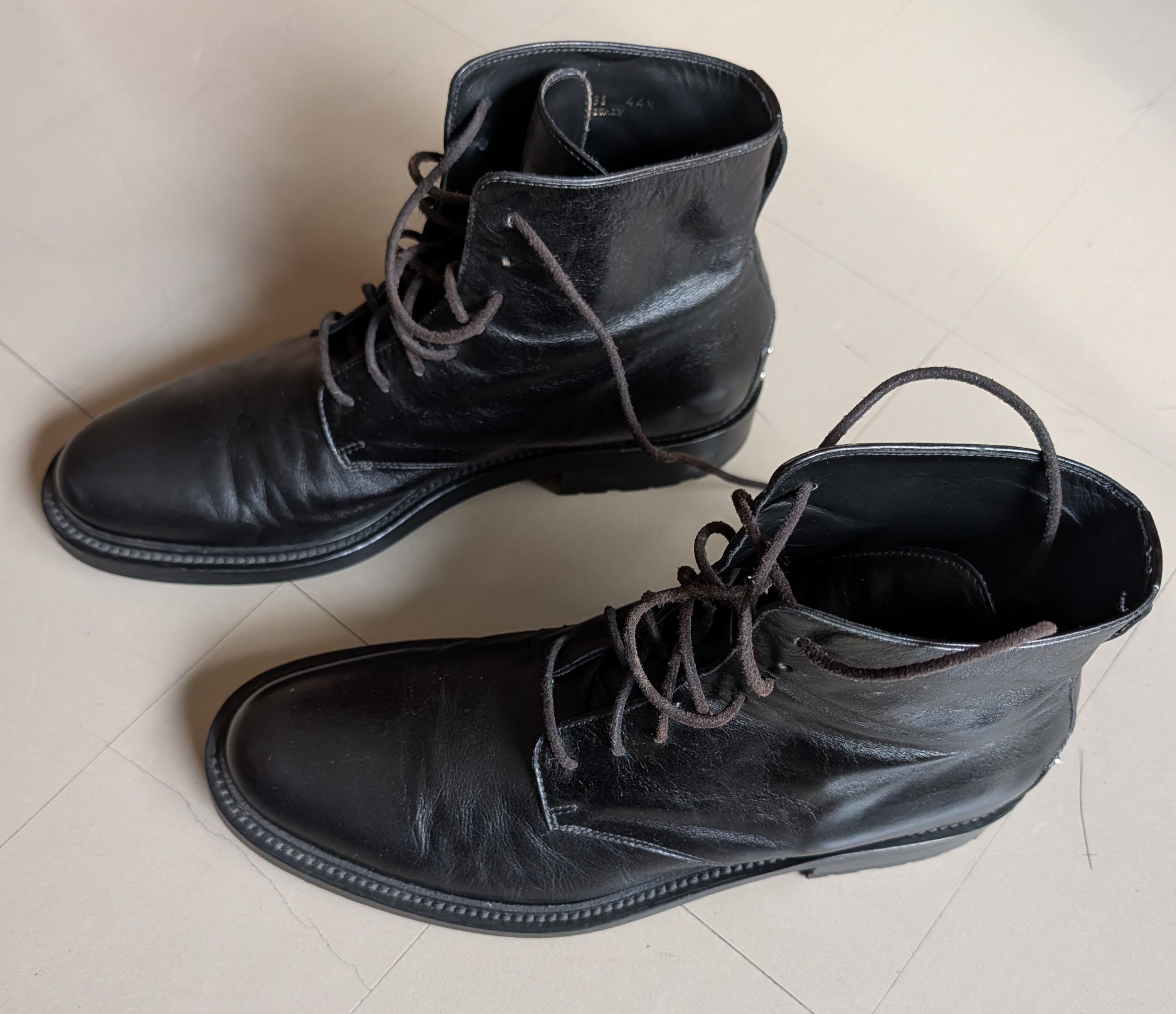 Saint Laurent Paris Black Leather Army Boots Size US 11.5 / EU 44-45 - 6 Thumbnail