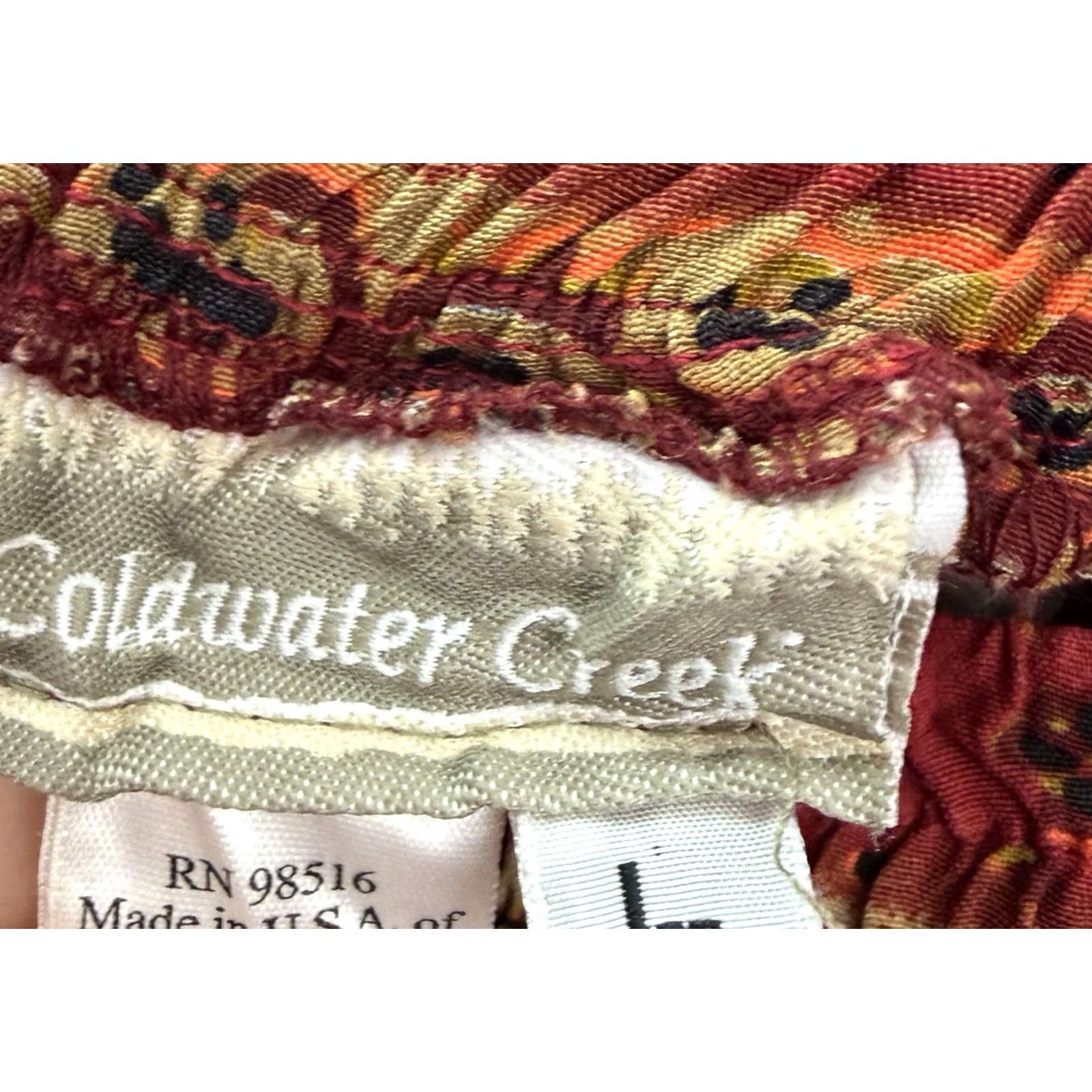 Coldwater Creek VINTAGE Coldwater Creek Skirt Womens Large Crinkle Pleated Rayon Maxi Skirt Western Red 90s Size 36" / US 14 / IT 50 - 5 Thumbnail