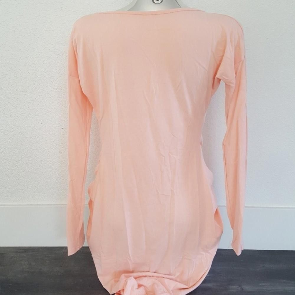 Designer Peach Pink High-Low Draped Long Sleeve Size S / US 4 / IT 40 - 2 Thumbnail