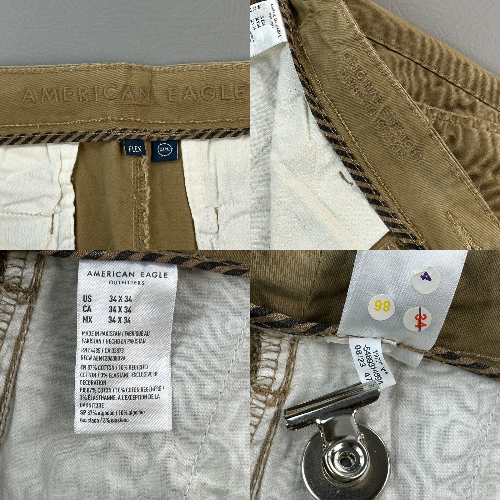 American Eagle Outfitters American Eagle Outfitters Pants Mens 34x34 34x33 Chino Tan Brown Solid 5-Pocket Regular Straight Adult Mens Size US 34 / EU 50 - 8 Thumbnail
