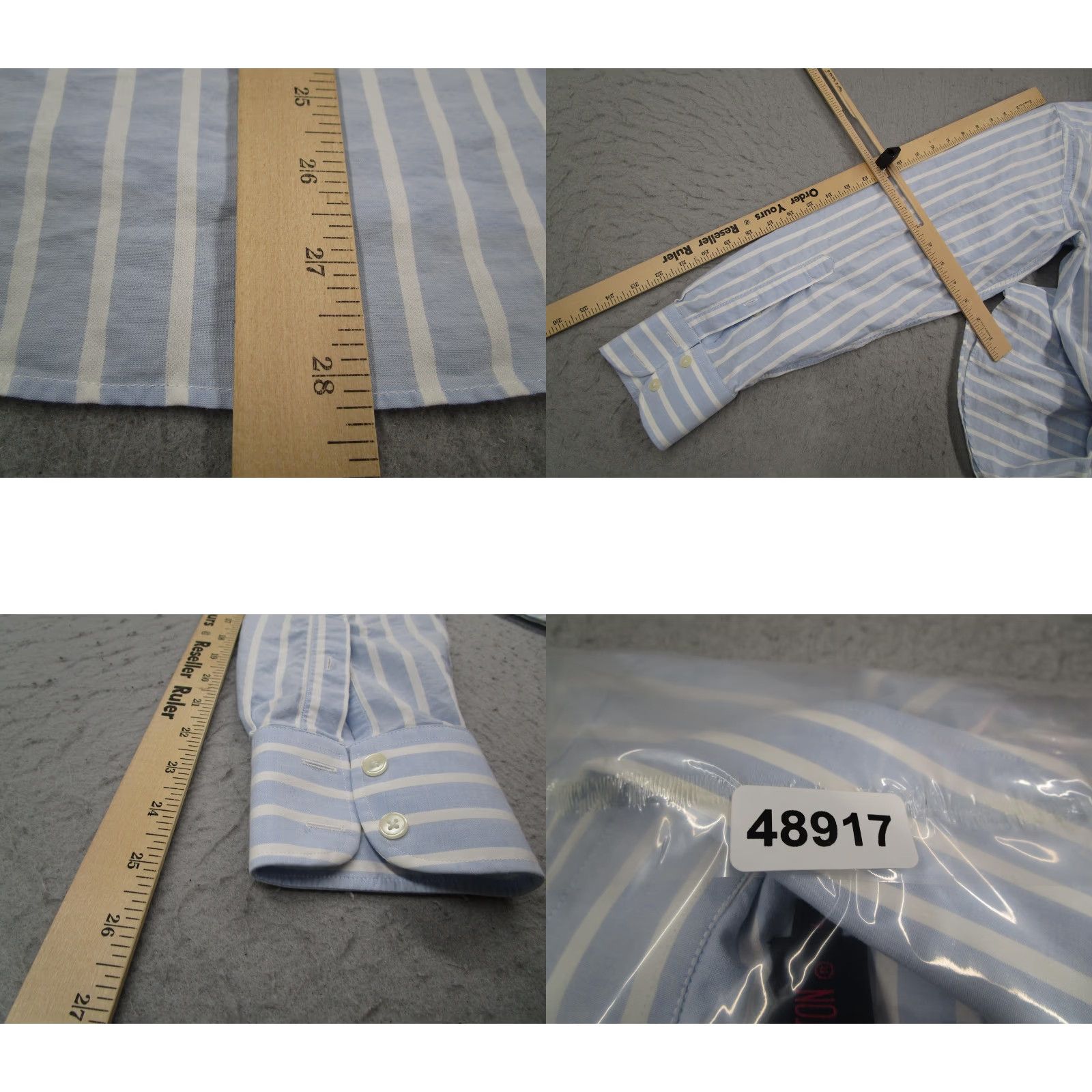 Vintage VINTAGE Cafe Coton Dress Shirt Mens L Blue White Stripe Twill 100% Cotton Classic Long Sleeve Button Down Size 42R - 8 Thumbnail