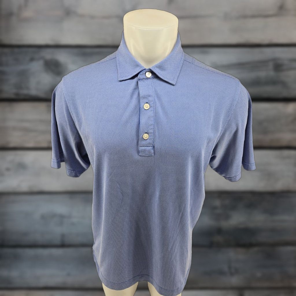 Footjoy FootJoy Polo Shirt Geometric Print Blue Polo Short Sleeve Regular Mens M Blue Geometric Print Sports Golf Tennis Walking Shirt Size US M / EU 48-50 / 2 - 1 Thumbnail