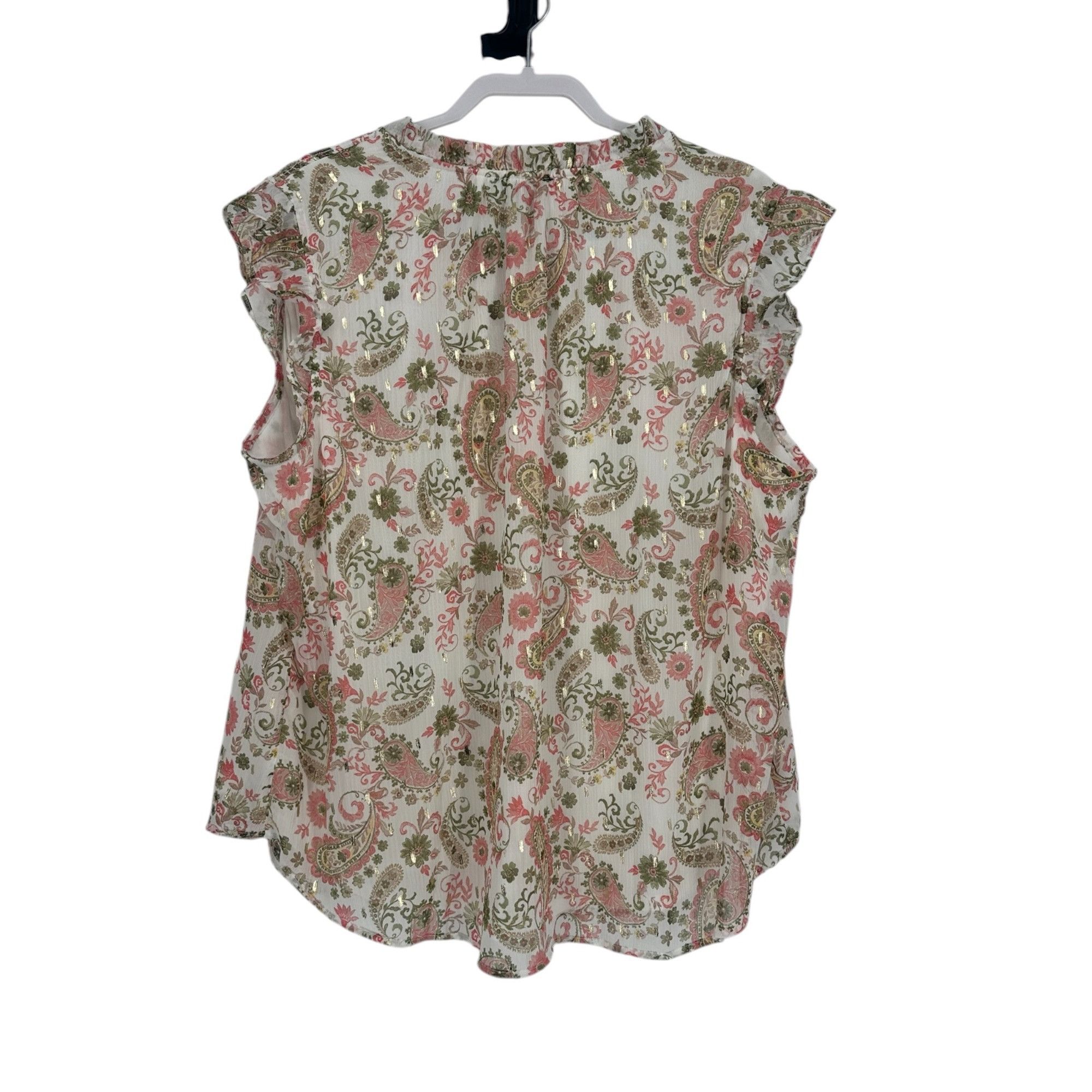 Other Tamara H Women Paisley Floral Blouse 2X Plus Gold Metallic T Size XXL / US 16-18 / IT 52-54 - 2 Thumbnail