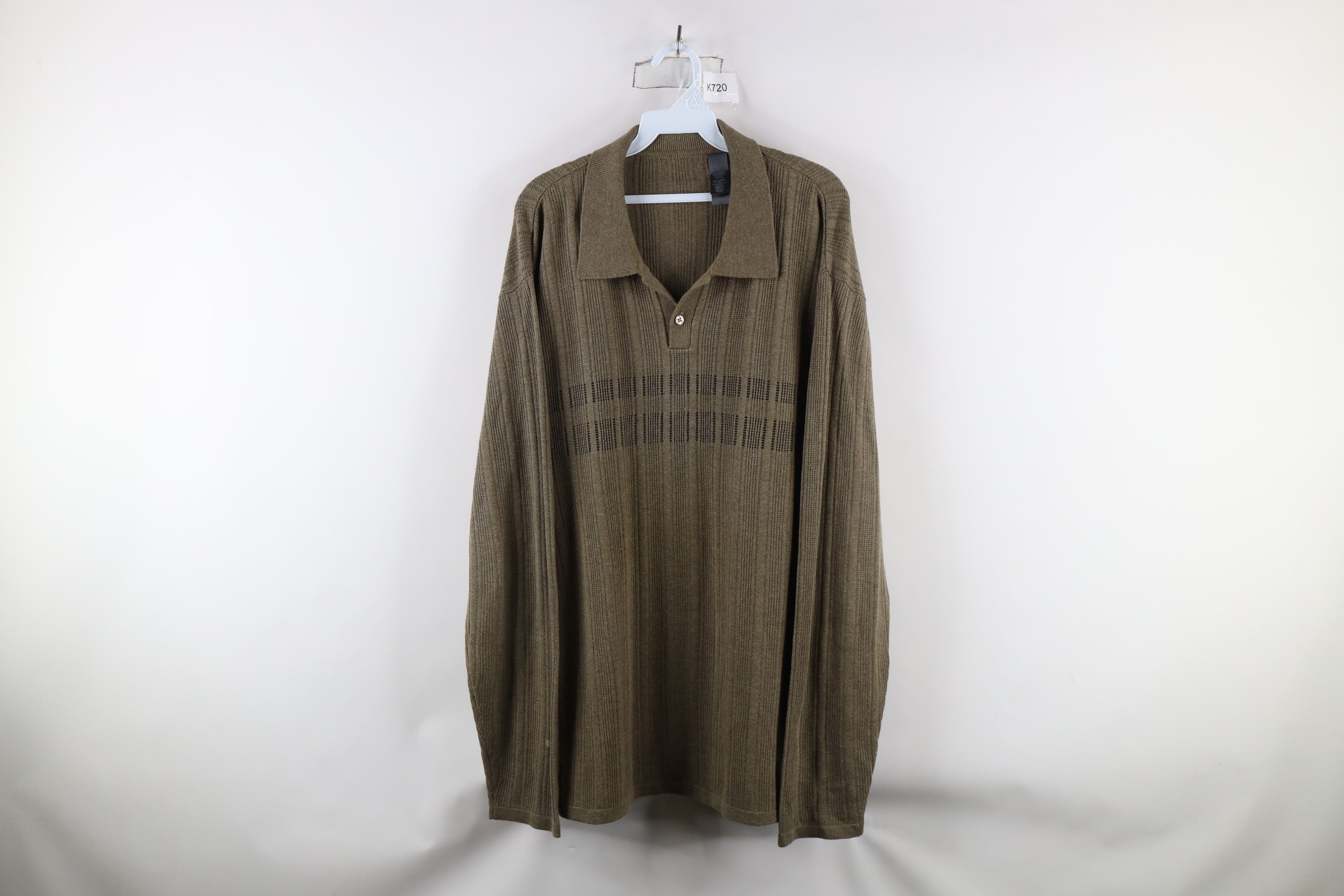 Vintage Vintage 90s Streetwear Ribbed Knit Long Sleeve Rugby Polo Size US L / EU 52-54 / 3 - 1 Thumbnail