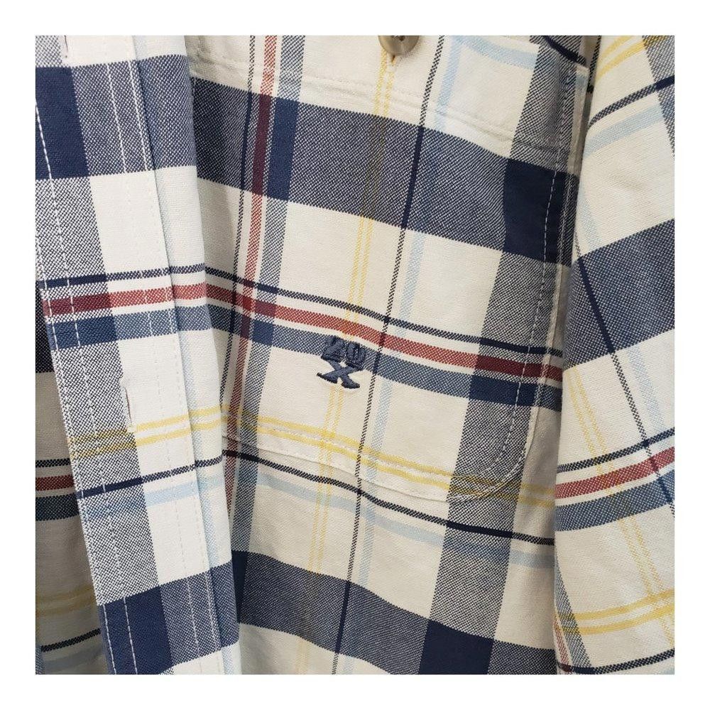 Wrangler CT462 Wrangler Men's Plaid Dress Shirt Blue & White XL Size 44R - 3 Thumbnail