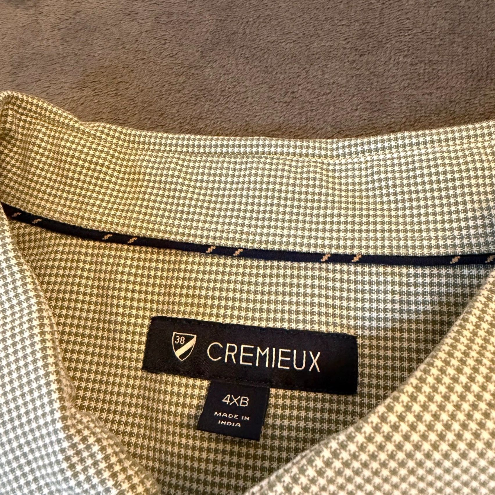 Cremieux Cremieux Shirt Green White Micro Houndstooth Cotton Button-Down Mens 4XB NWT Size US XXL / EU 58 / 5 - 2 Thumbnail