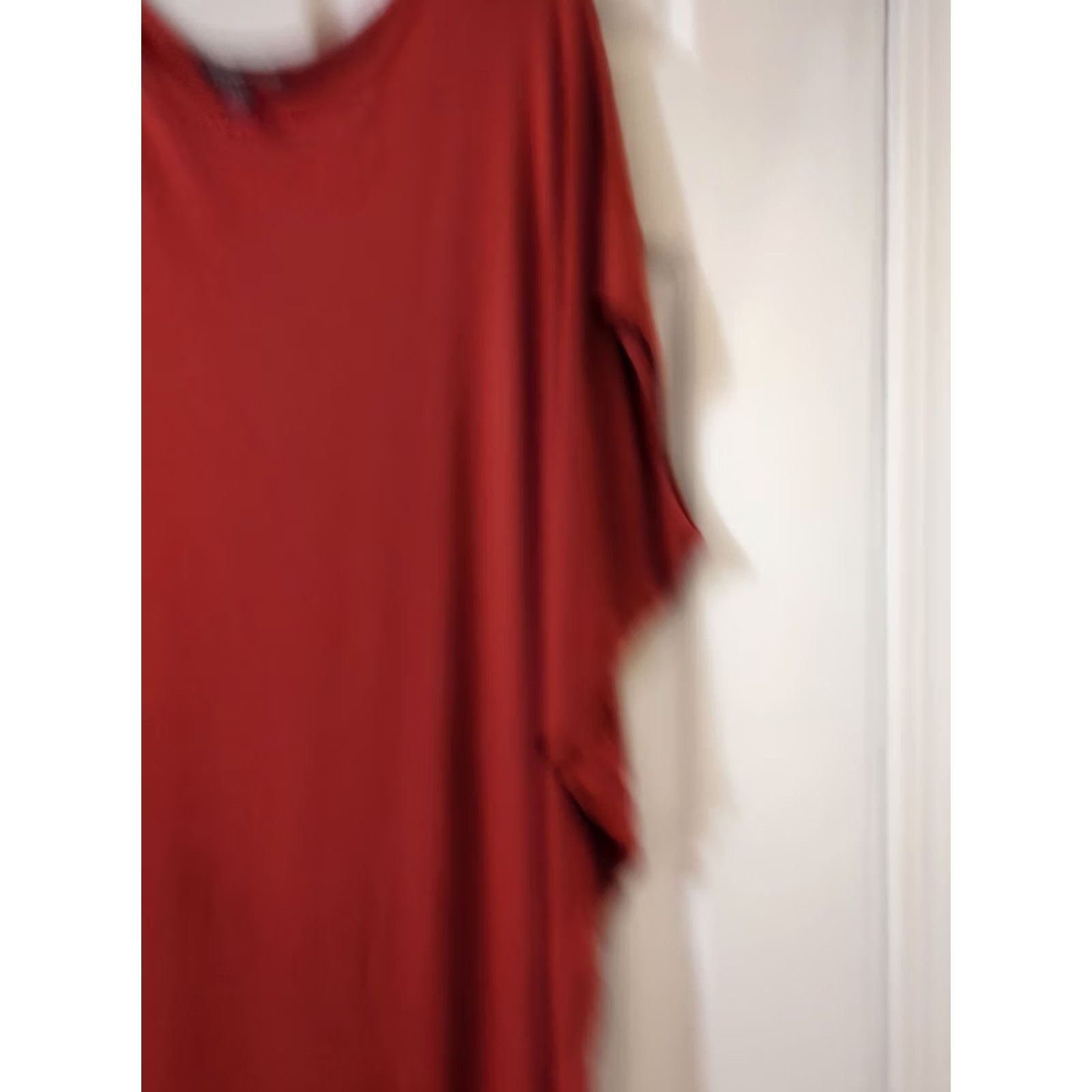 Eileen Fisher Eileen Fisher Shift Dress Jersey Asymmetrical Knee Length S Womens Brick Red 95% viscose 5% spandex Size S / US 4 / IT 40 - 3 Thumbnail