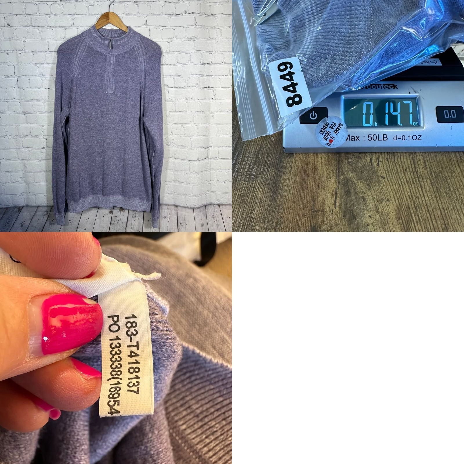 Tommy Bahama Tommy Bahama Purple Linen Blend Mock Neck Quarter Zip Sweater Mens L Pullover Size US L / EU 52-54 / 3 - 8 Thumbnail