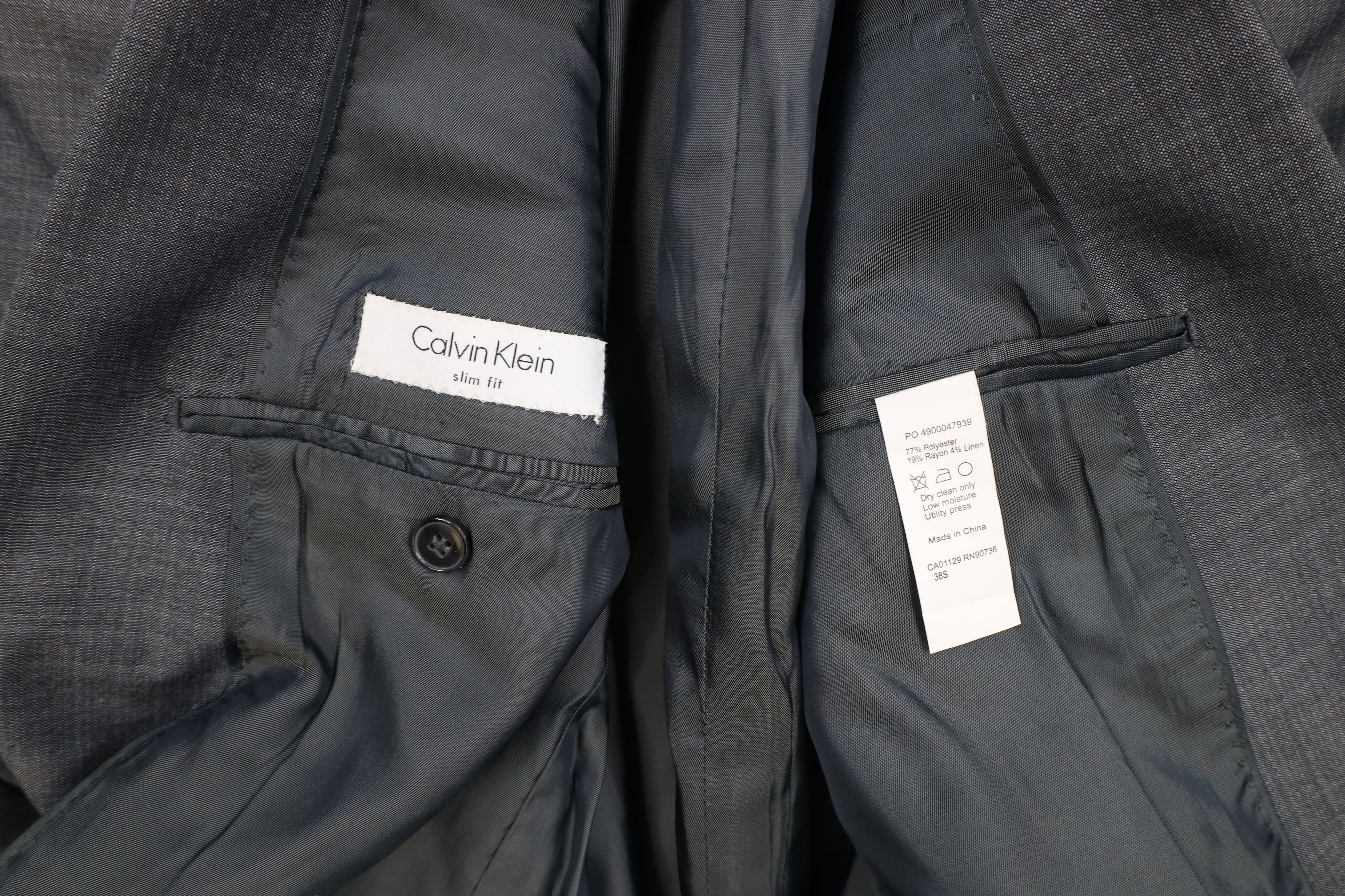 Calvin Klein Calvin Klein Slim Fit Linen Blend Chambray 2 Piece Suit Size 38S - 5 Thumbnail