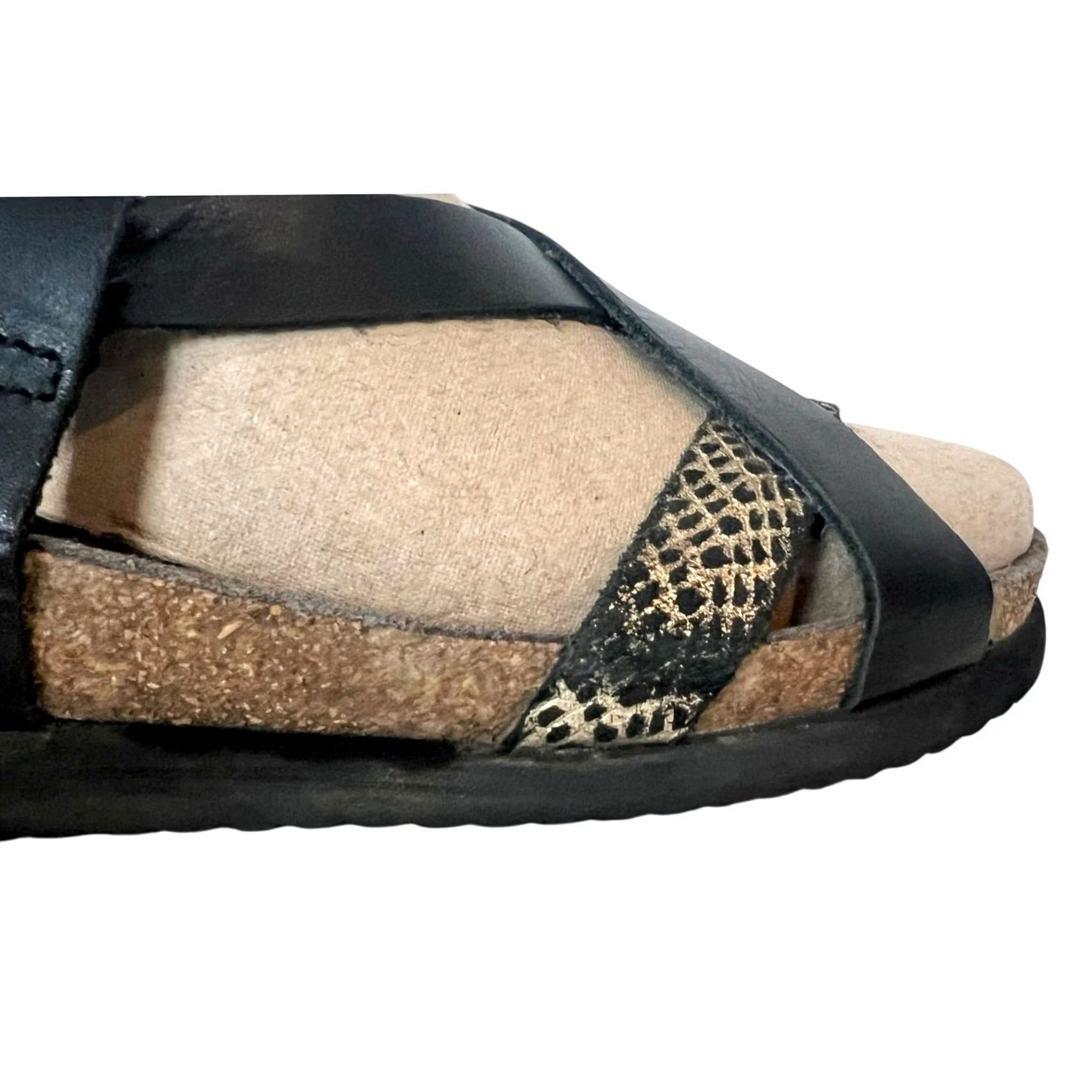 Mephisto Mephisto Haneta Black Metallic Crisscross Slingbacks Sandals Sz 37 (US 7) Womens Size US 7 / IT 37 - 3 Thumbnail