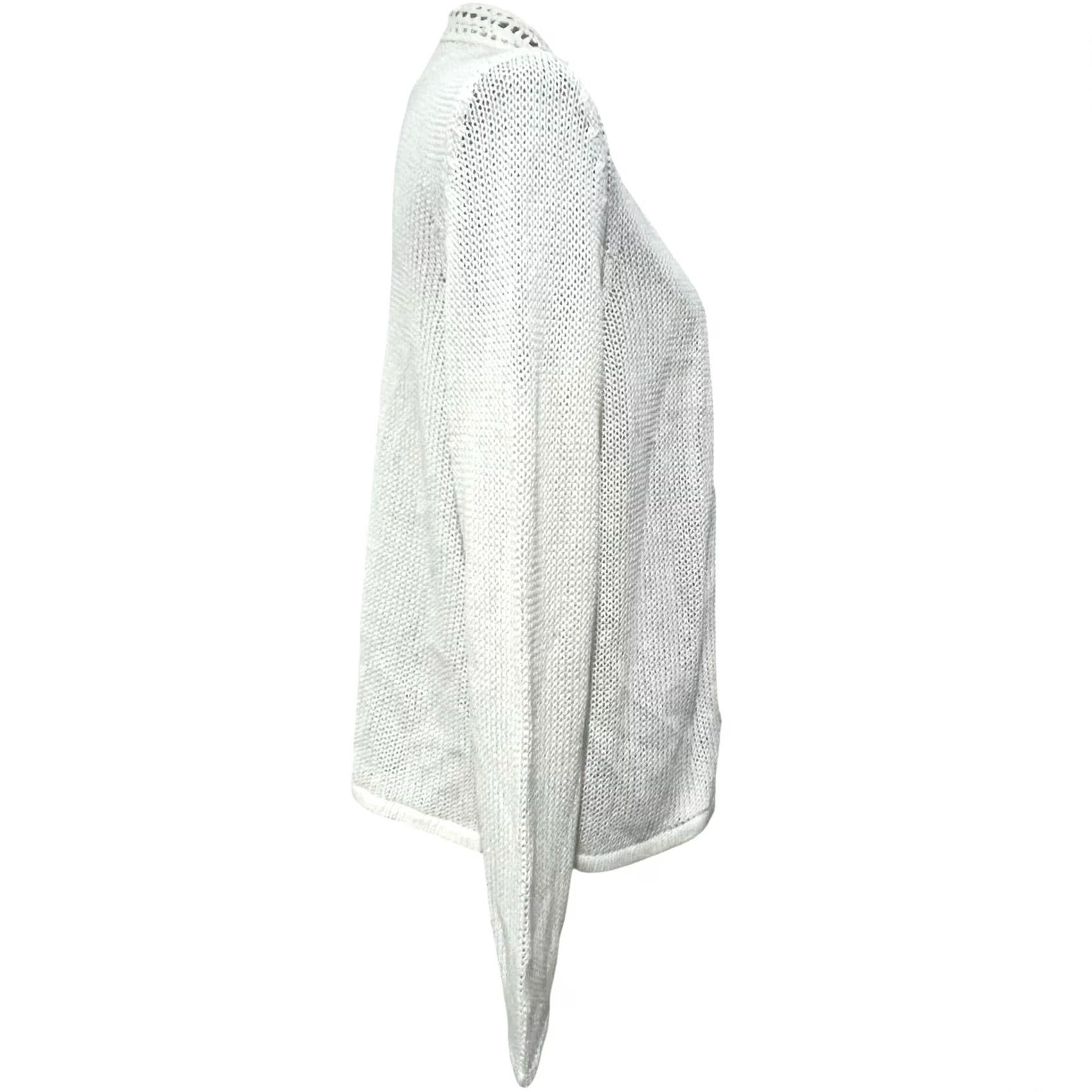 J.McLaughlin J McLAUGHLIN Cardigan White Linen Cotton Delila Large Open-Knit Long Sleeve Women's Summer Coastal European Vintage? (omit if not vintage) Size L / US 10 / IT 46 - 5 Thumbnail