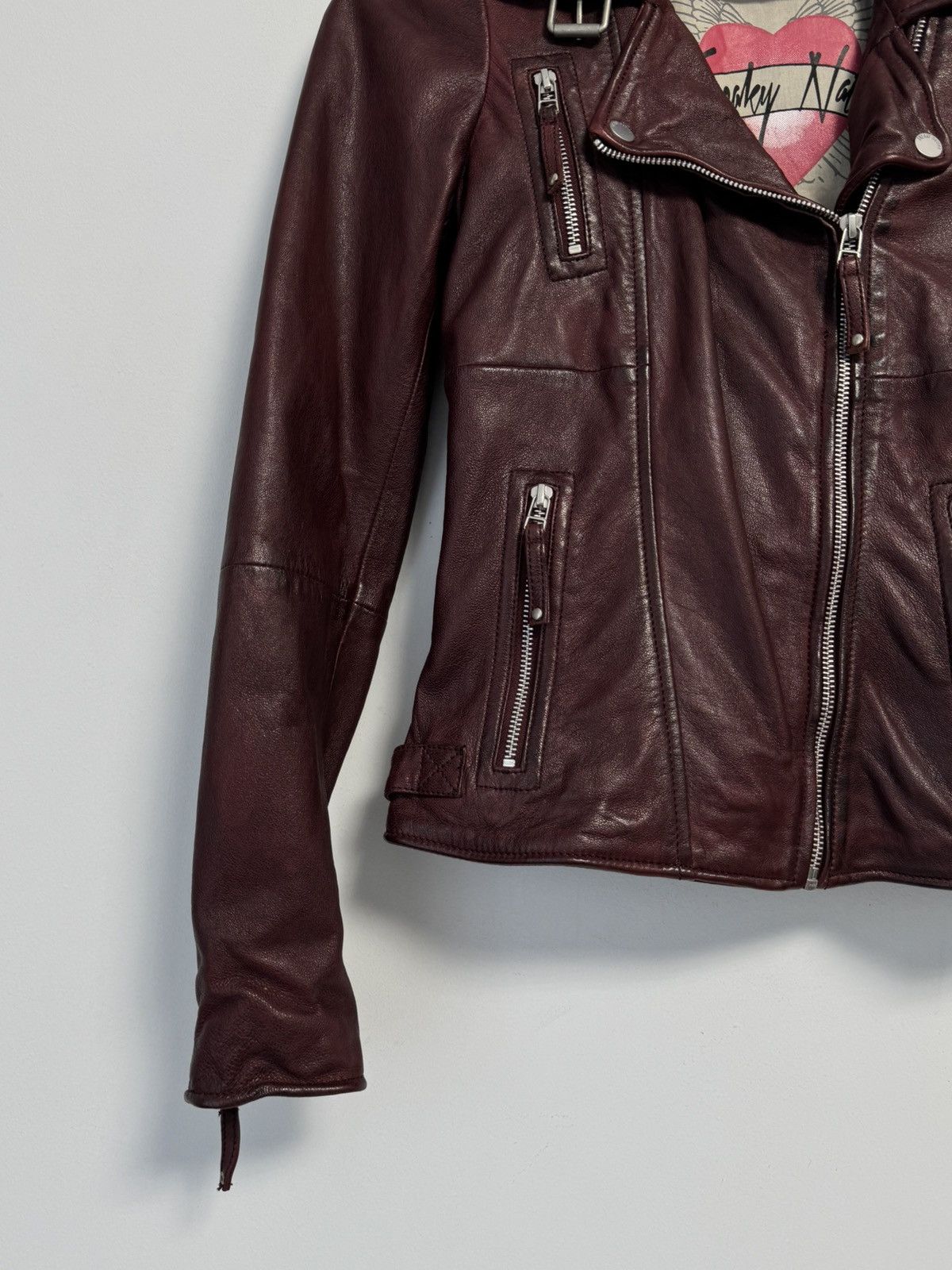 Japanese Brand × Vintage Freaky Nation Leather Biker Jacket Red Leather Women’s Size XS / US 0-2 / IT 36-38 - 4 Thumbnail