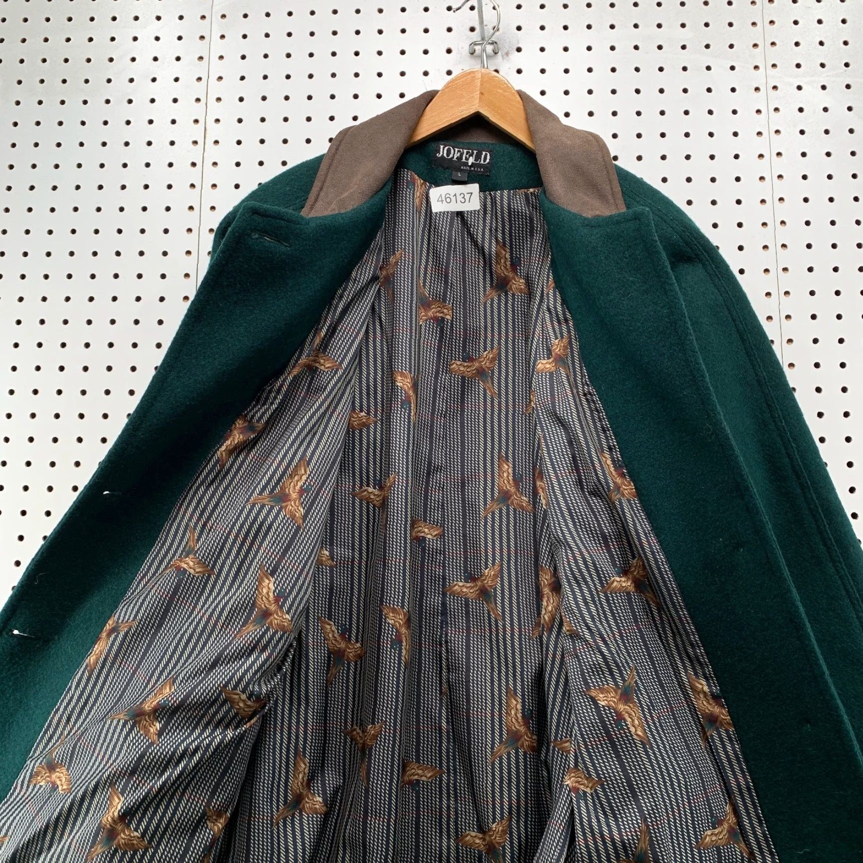 Vintage VINTAGE Joffeld Wool Coat Women L Green Leather Collar Duck Lining USA Union Coat Size L / US 10 / IT 46 - 2 Thumbnail