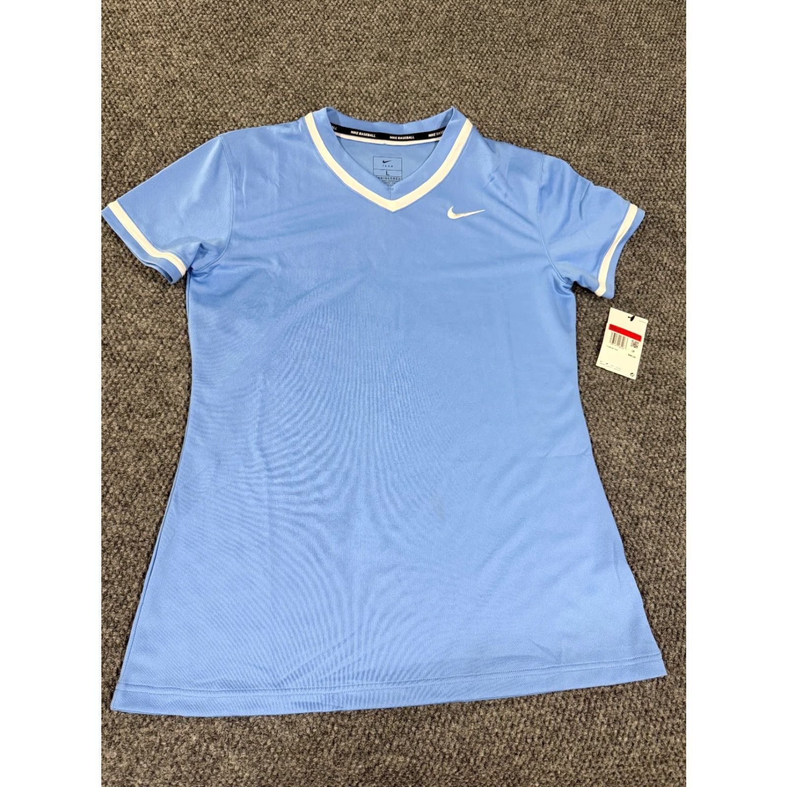 Nike Nike Dri-Fit baseball shirt Womens L blue Short Sleeve athletic logo Nike Shirt Size L / US 10 / IT 46 - 3 Thumbnail