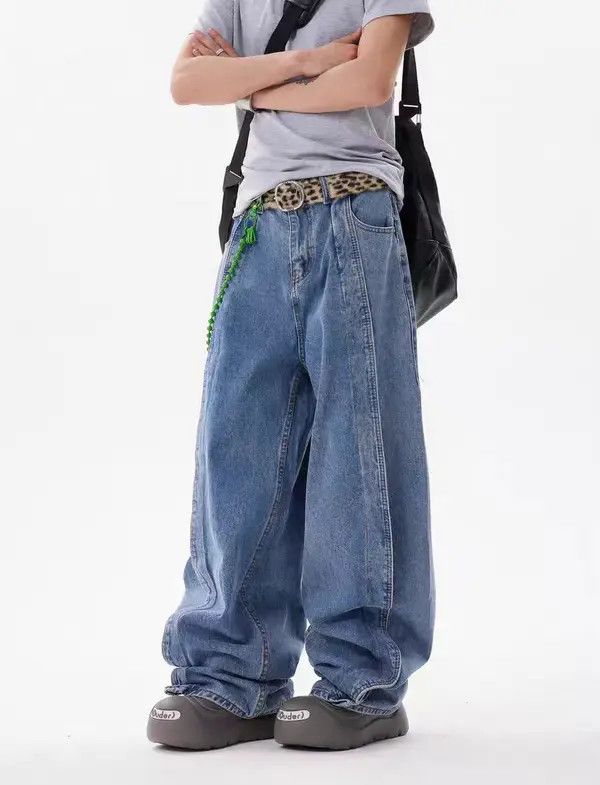Japanese Brand VIBE Vintage cut patchwork silhouette scimitar baggy jeans Size US 34 / EU 50 - 4 Thumbnail